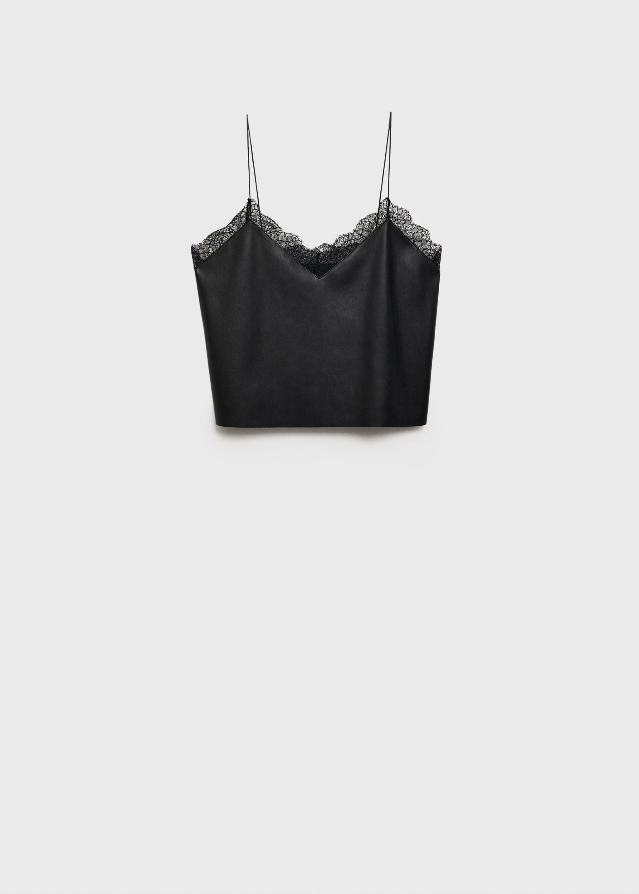 Faux-leather lingerie top - Article without model, Black. Ref: 77009033-00.