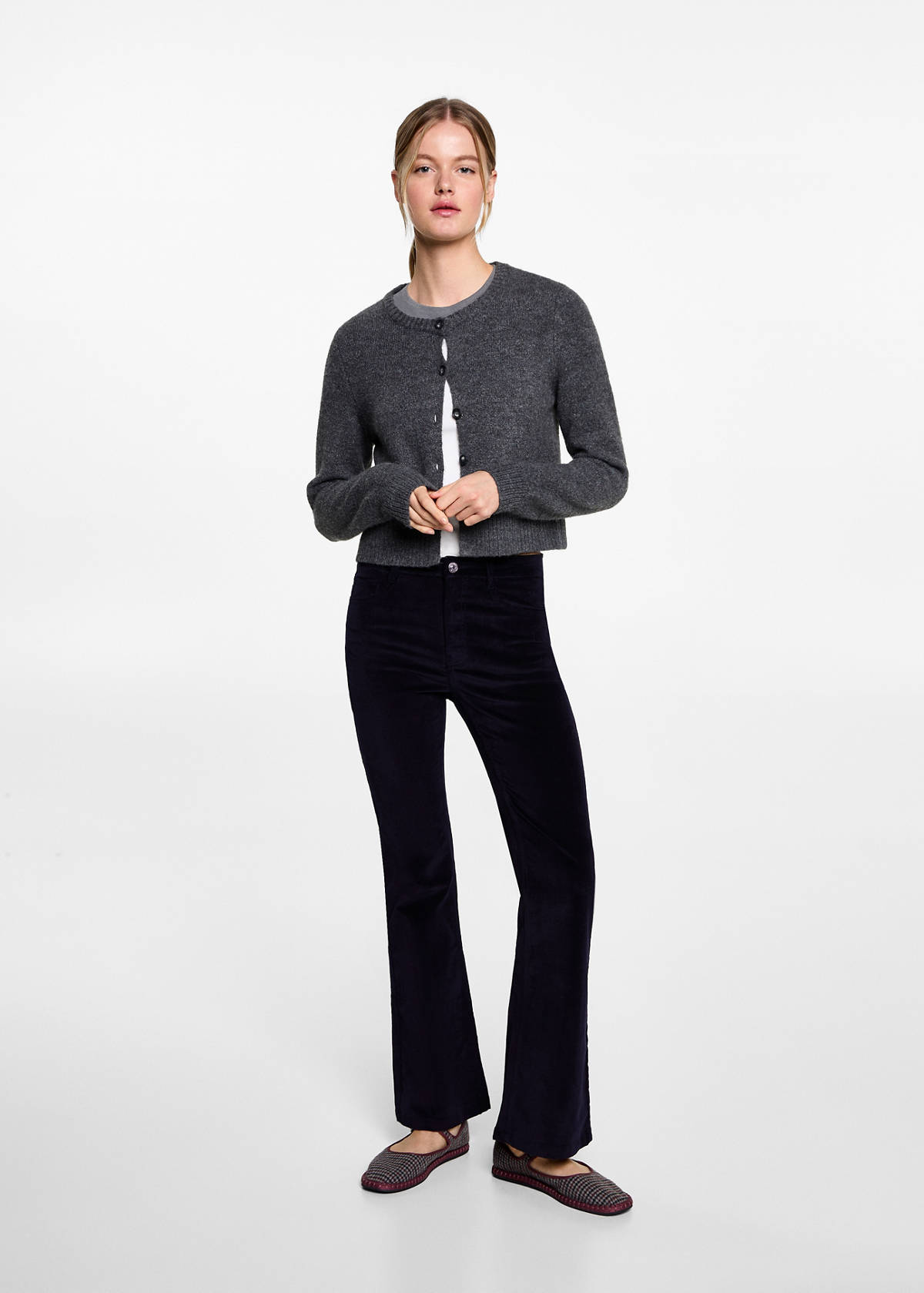 Flared velvet trousers