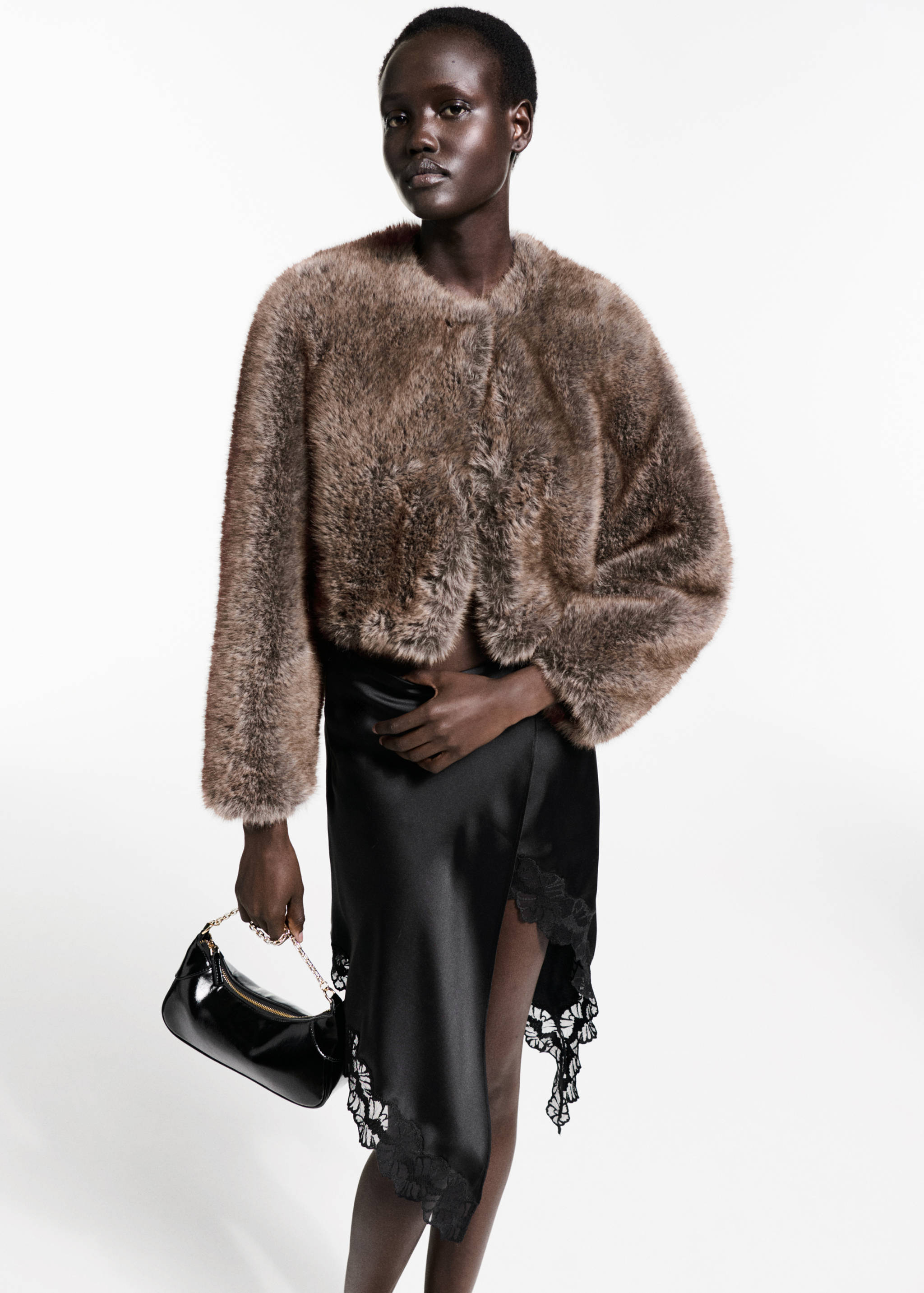 Satin asymmetric skirt - Details of the article 1