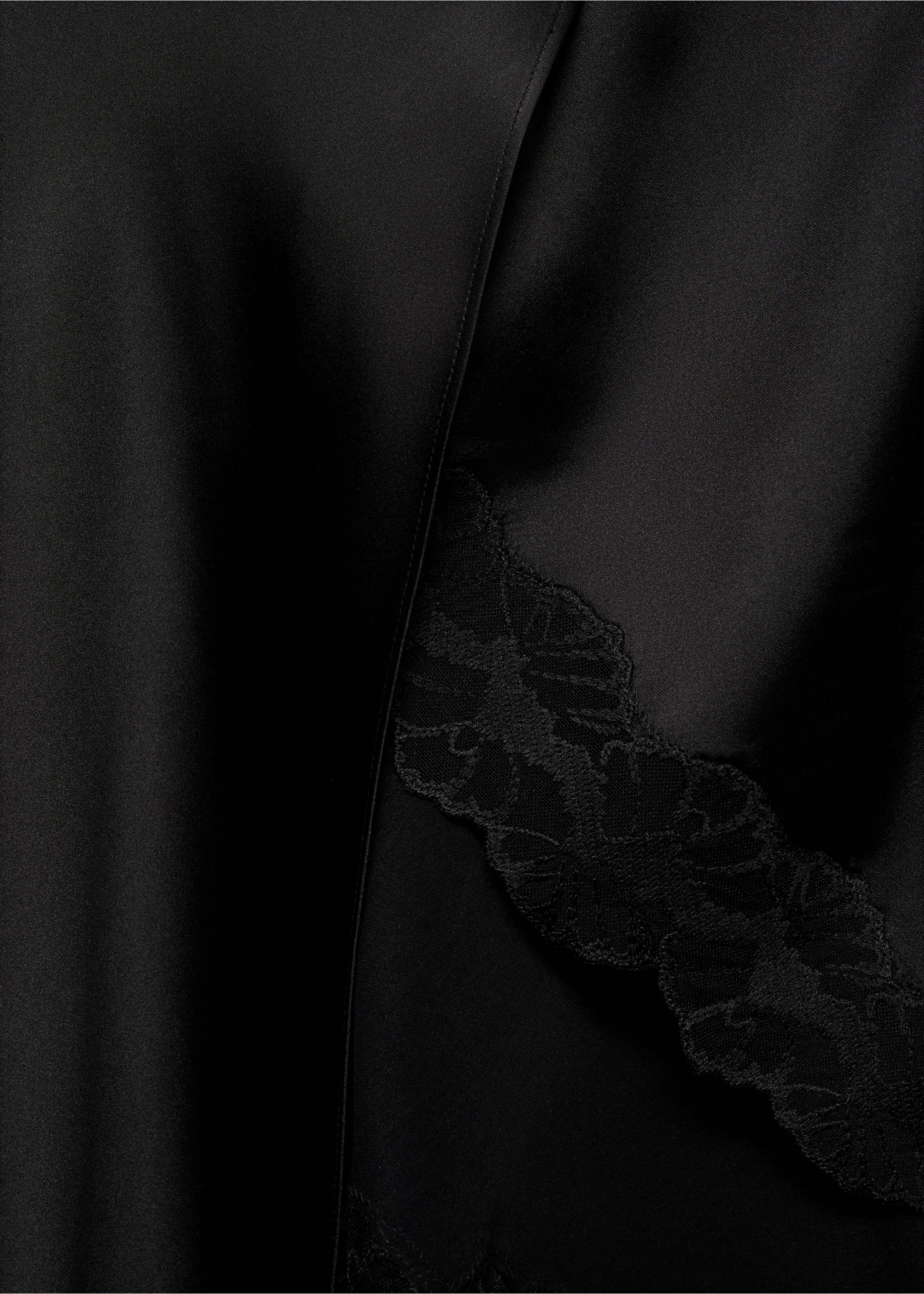 Satin asymmetric skirt - Details of the article 8, Black. Ref: 77009036-00.