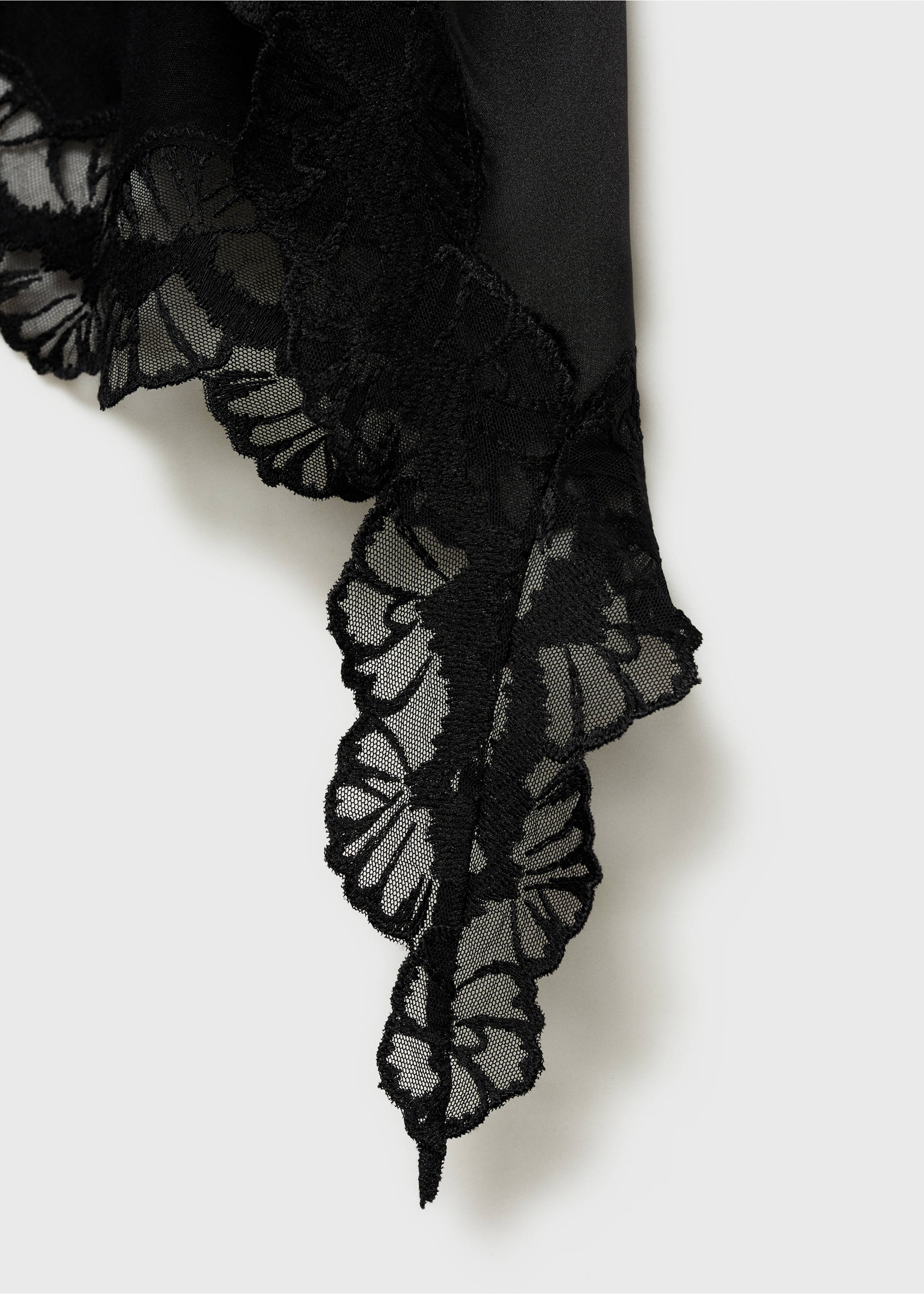 Satin asymmetric skirt - Details of the article 0, Black. Ref: 77009036-00.