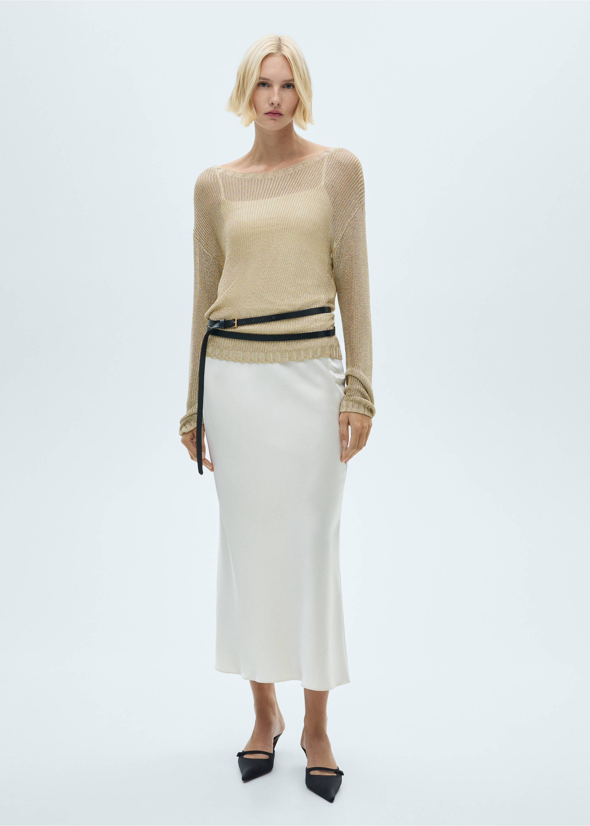 Boat neck lurex sweater - General plane, Gold. Ref: 77009038-00.
