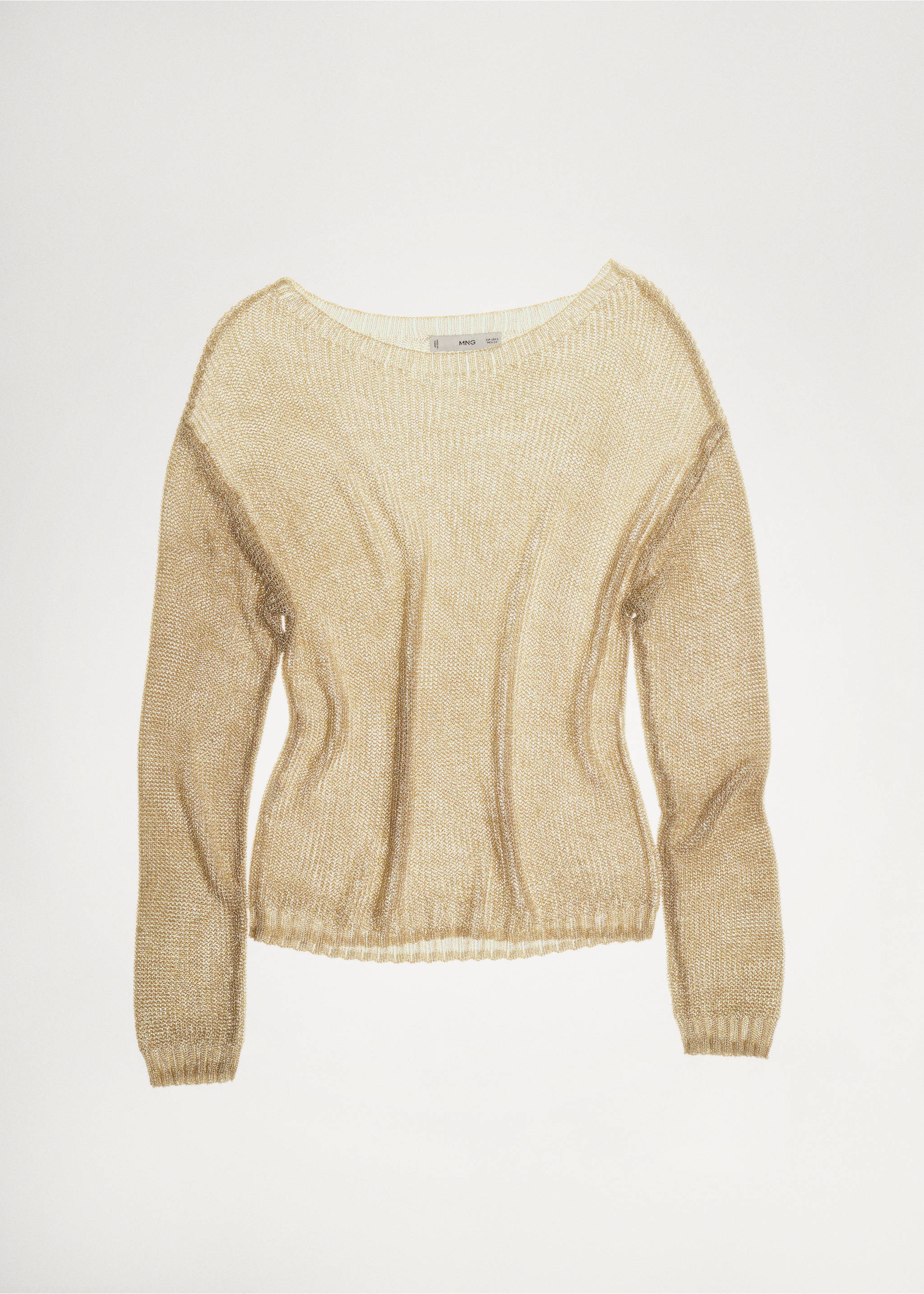 Boat neck lurex sweater - Details of the article 7, Gold. Ref: 77009038-00.