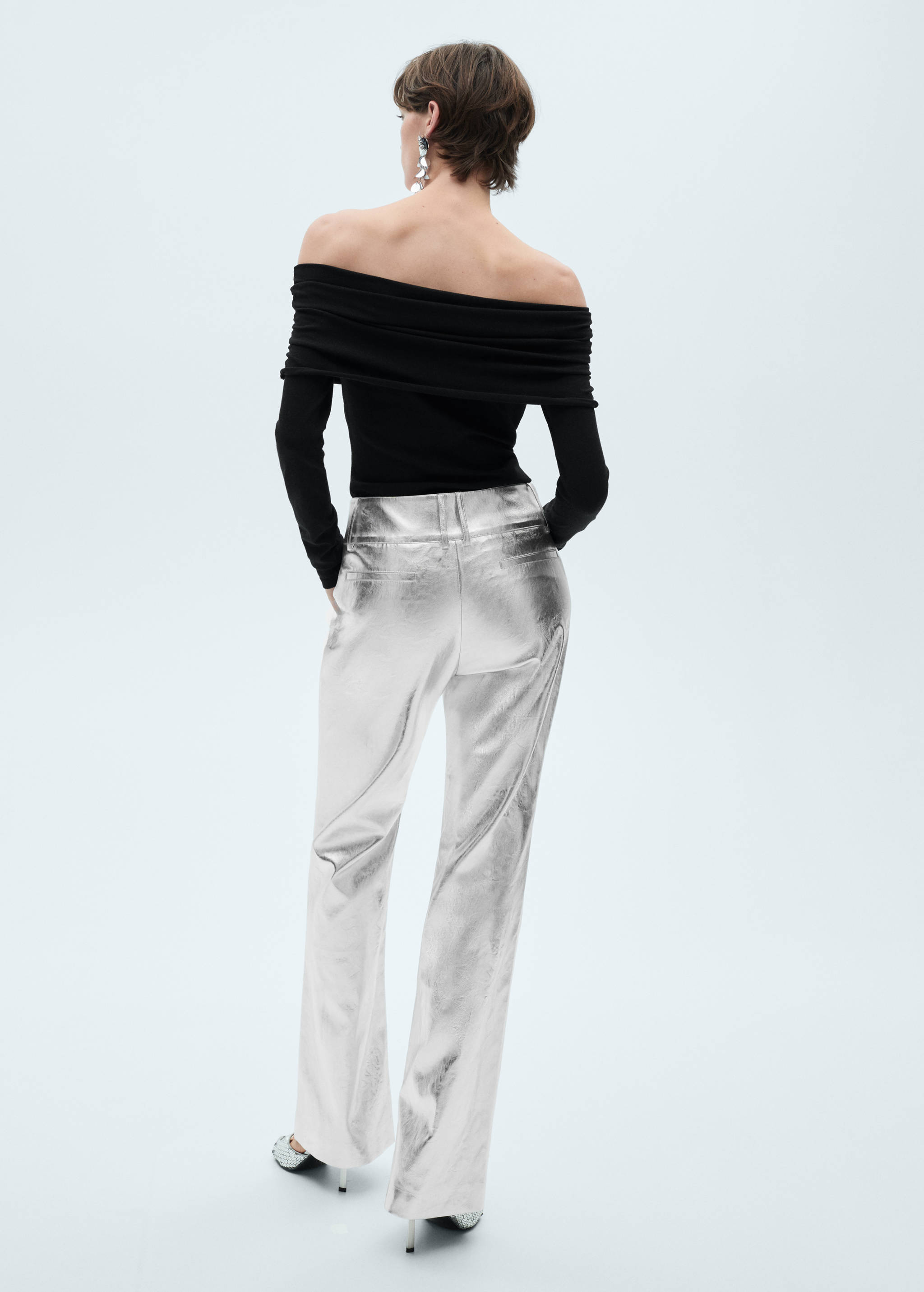 Metallic straight-fit trousers - Reverse of the article