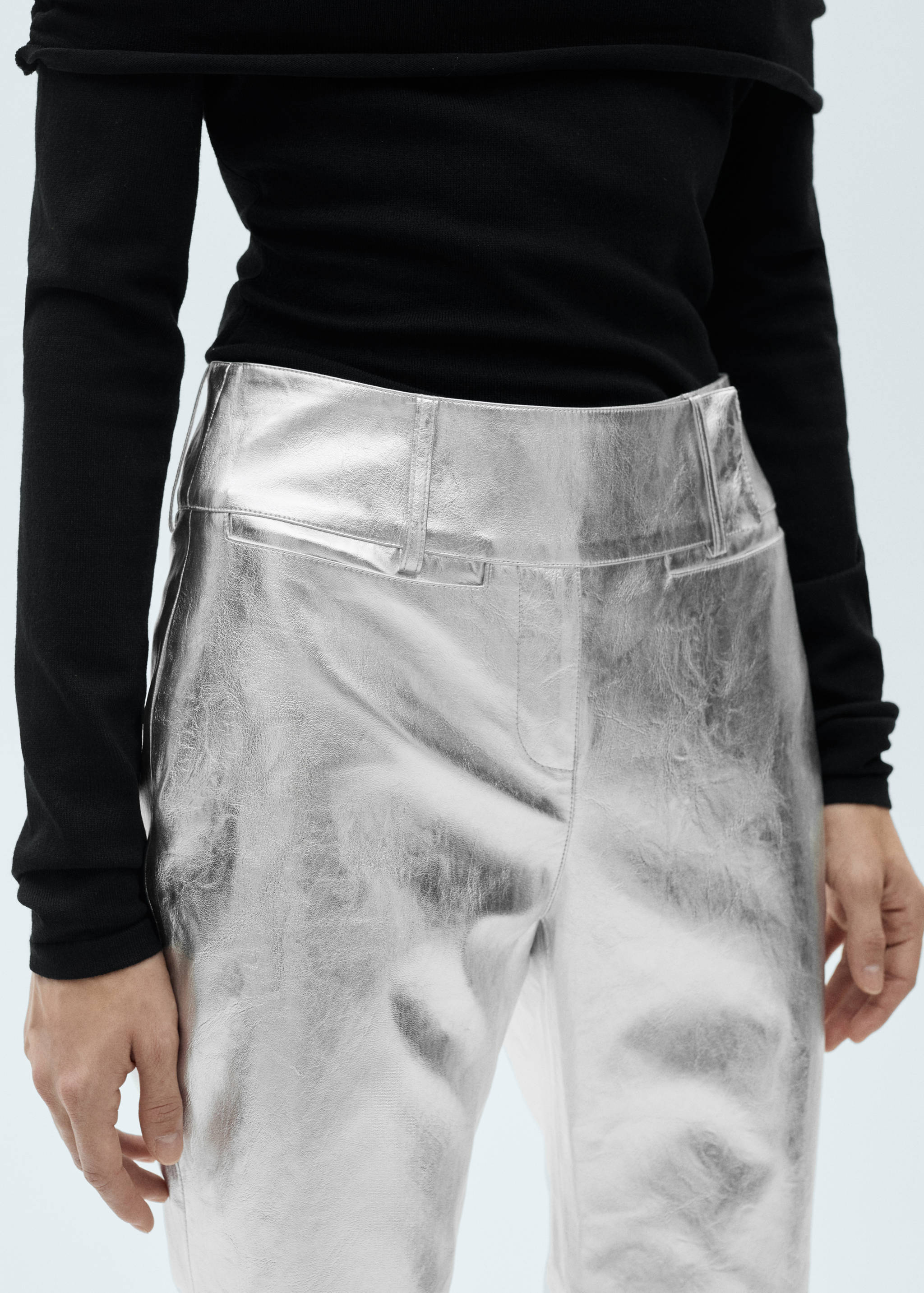 Metallic straight-fit trousers - Details of the article 1