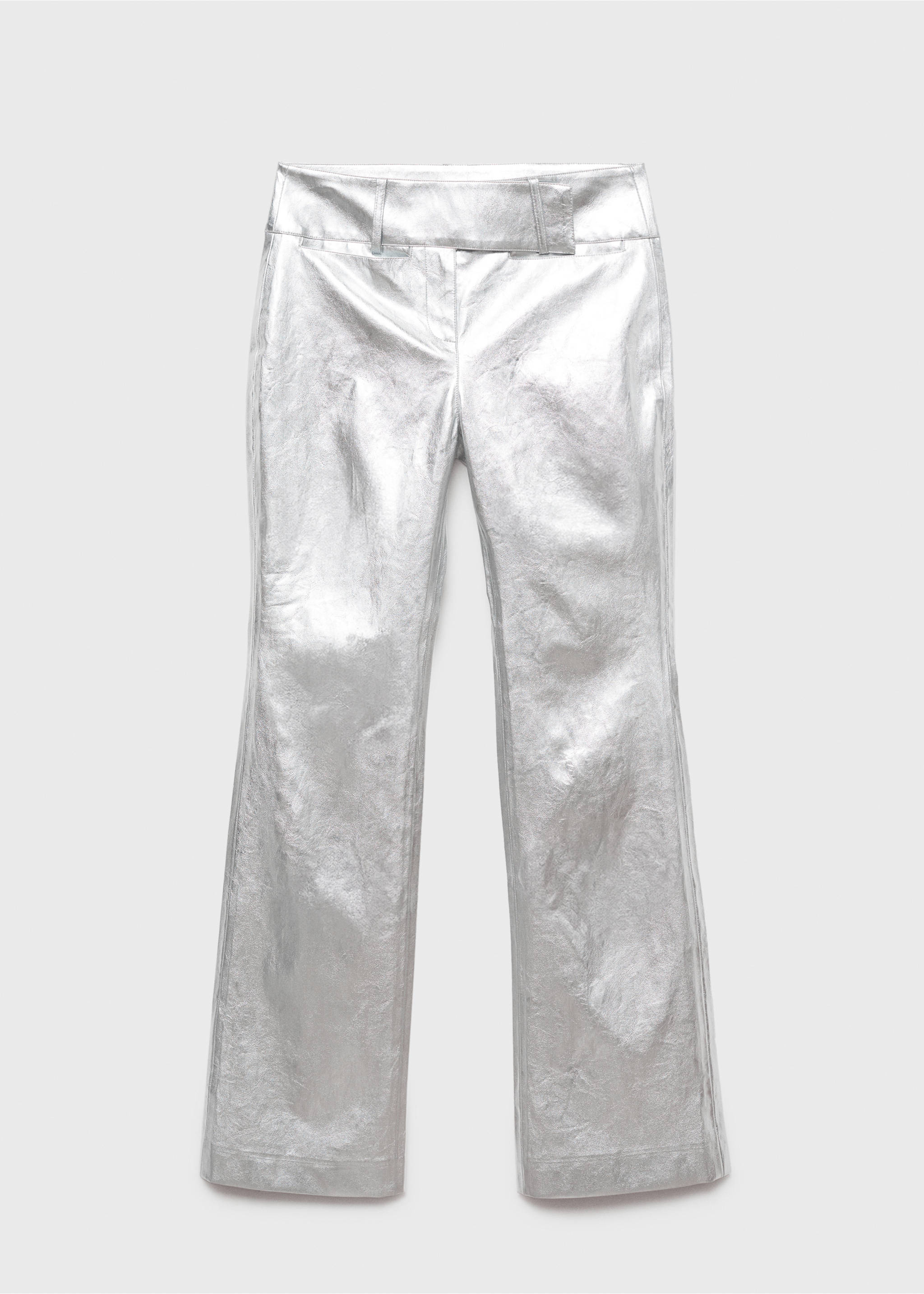 Metallic straight-fit trousers - Article without model, Silver. Ref: 77009040-00.