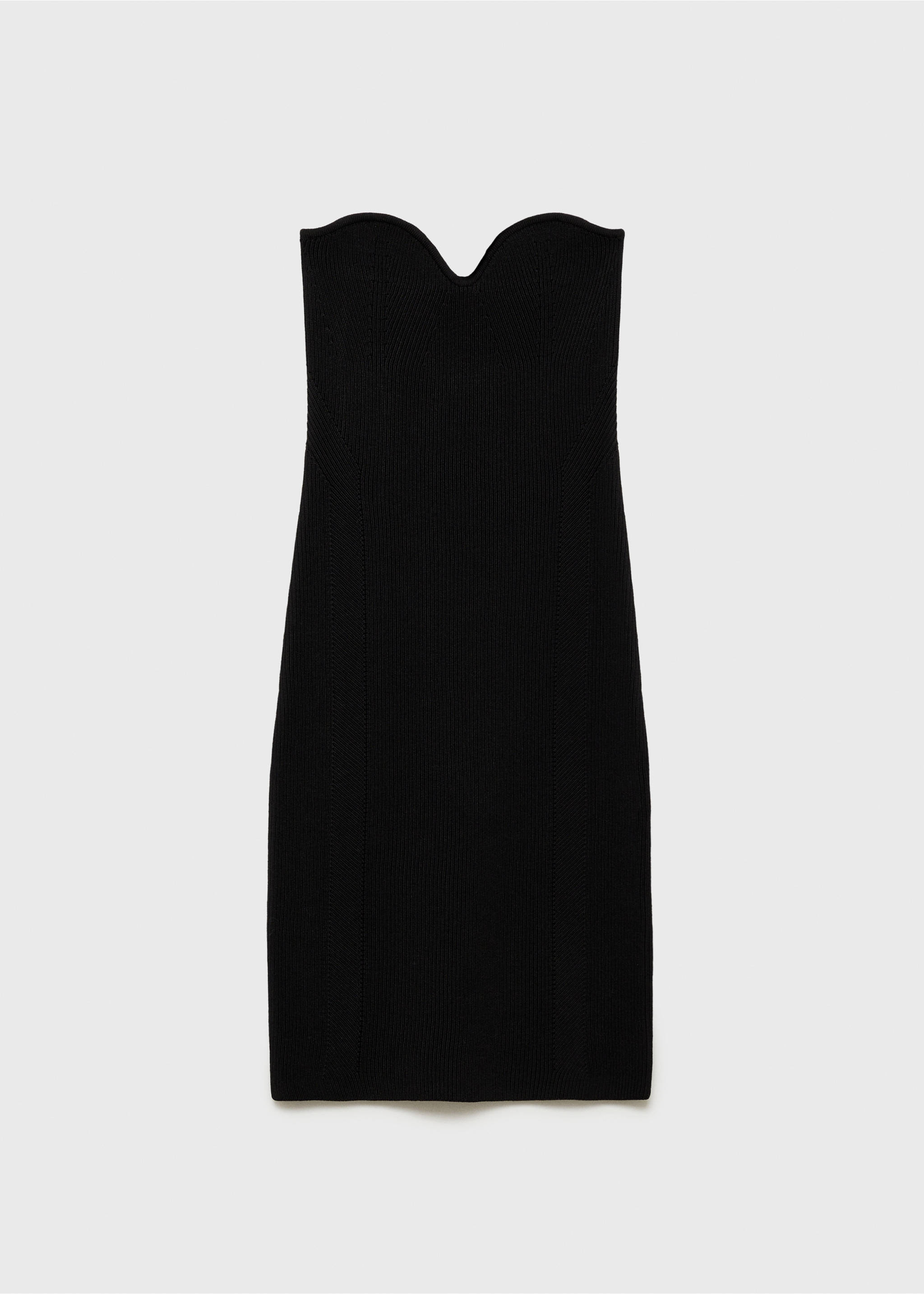 Heart-neckline knitted dress - Article without model, Black. Ref: 77009042-00.