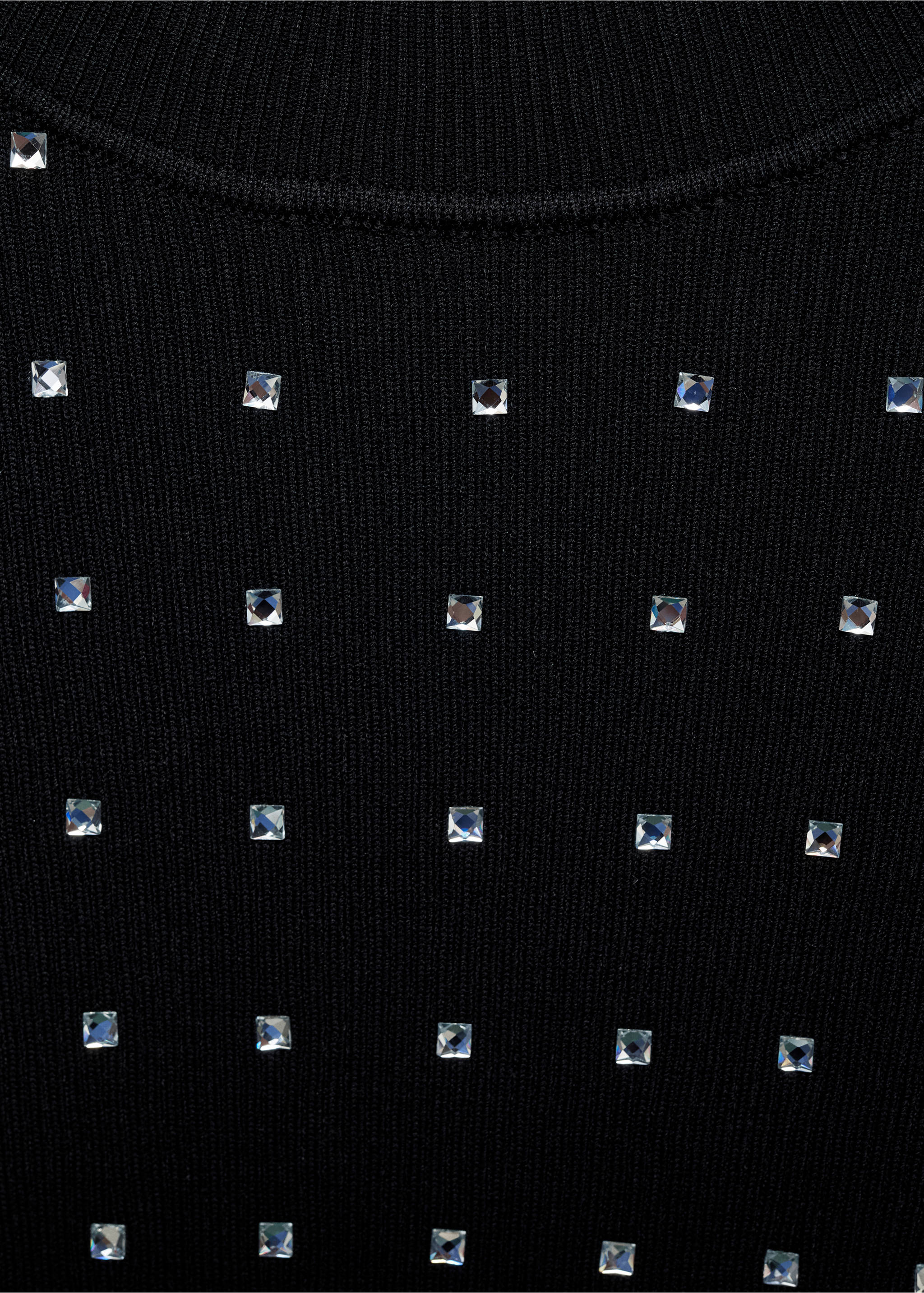 Knitted dress with rhinestone detail - Details of the article 8, Black. Ref: 77009044-00.