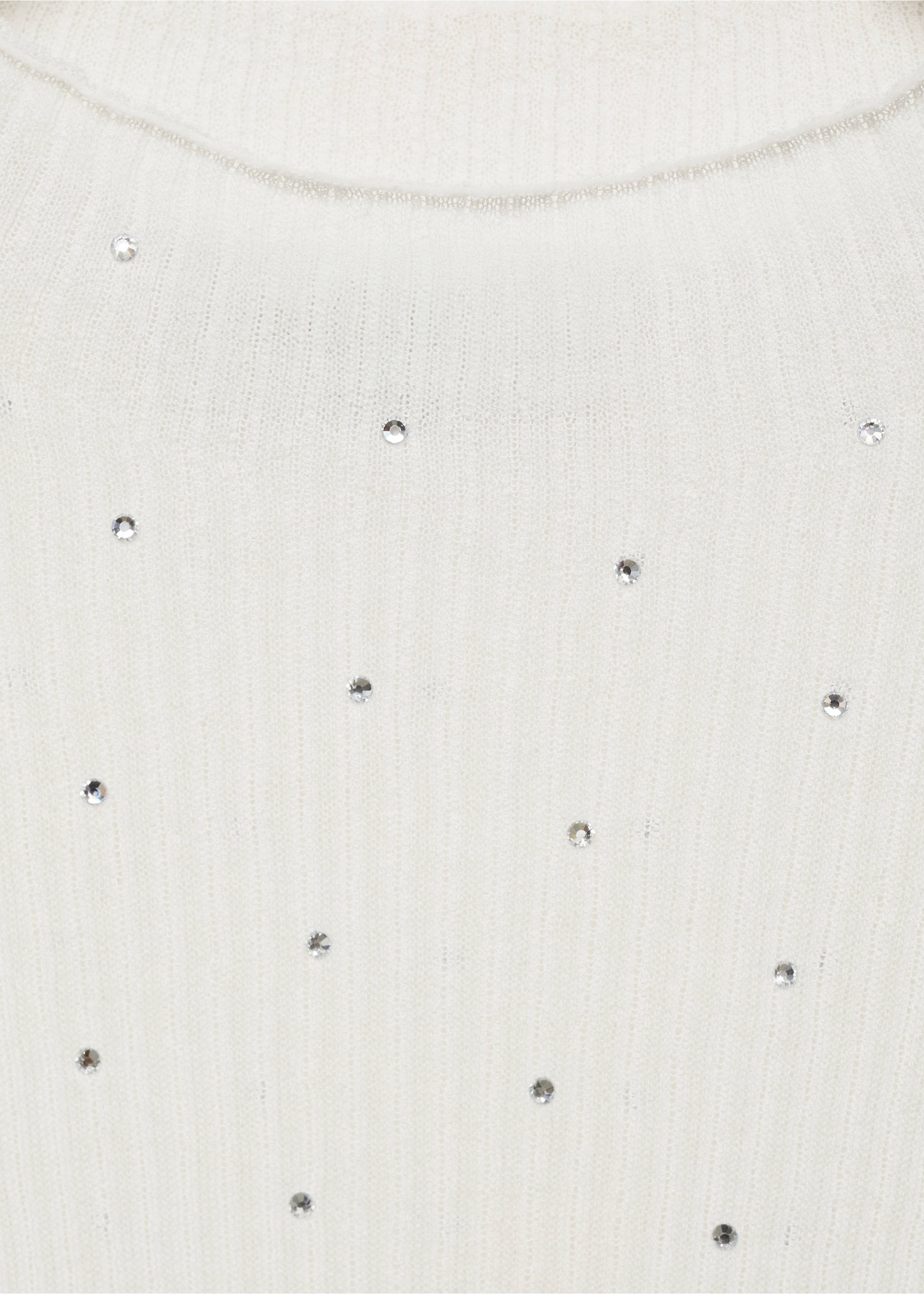 Rhinestone detail ribbed sweater - Details of the article 8, Ecru. Ref: 77009048-00.
