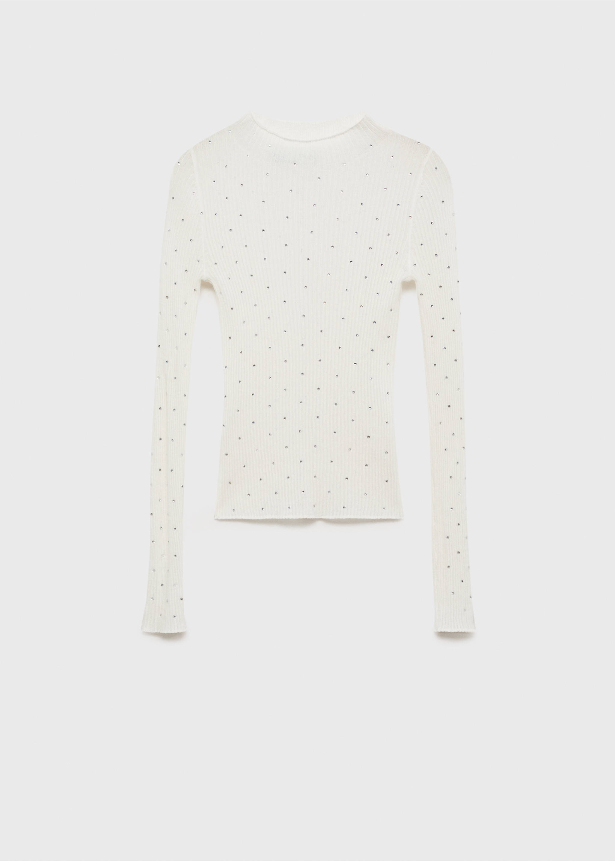 Rhinestone detail ribbed sweater - Article without model, Ecru. Ref: 77009048-00.