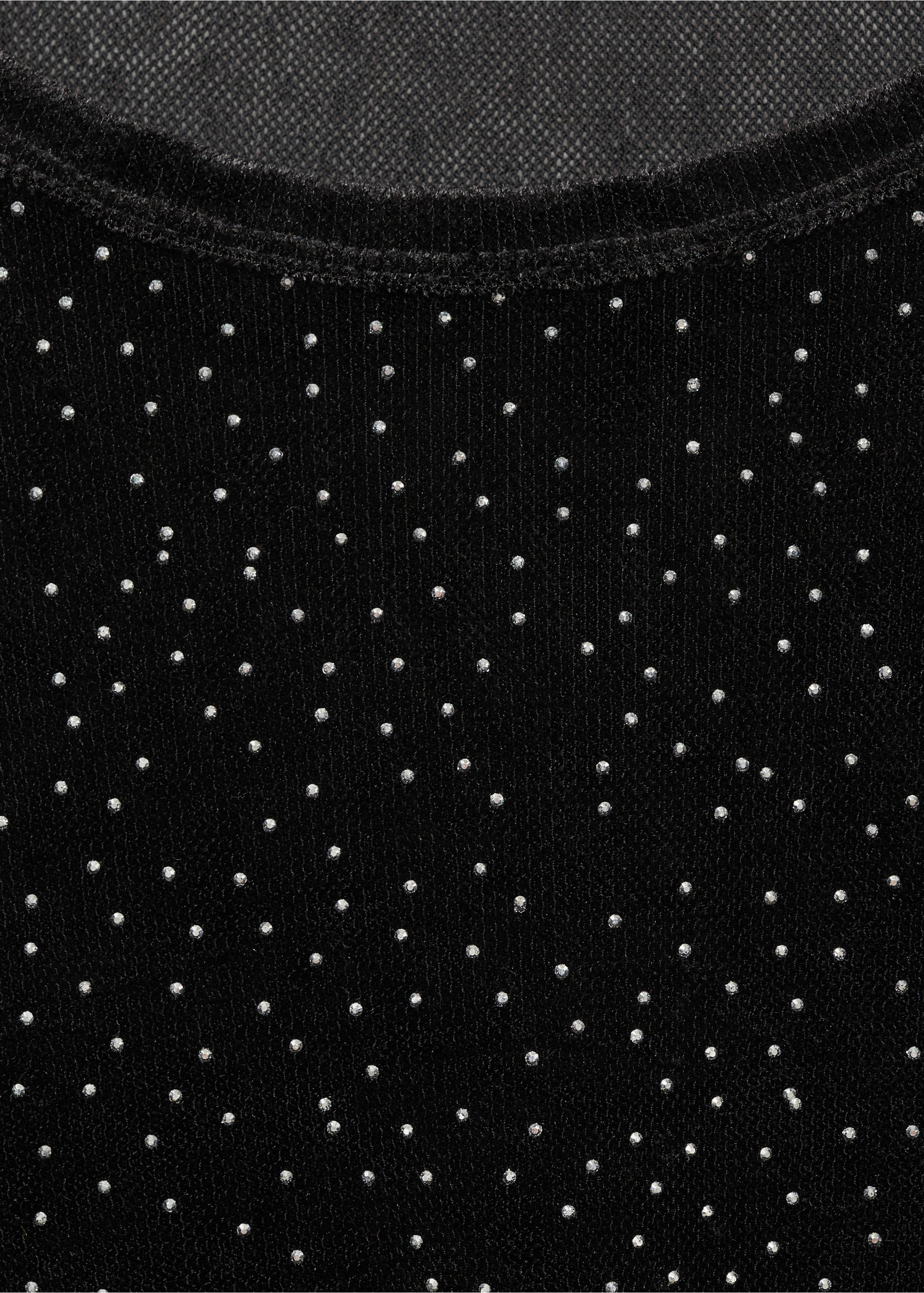 Long-sleeved t-shirt with rhinestone detail - Details of the article 8, Black. Ref: 77009079-00.