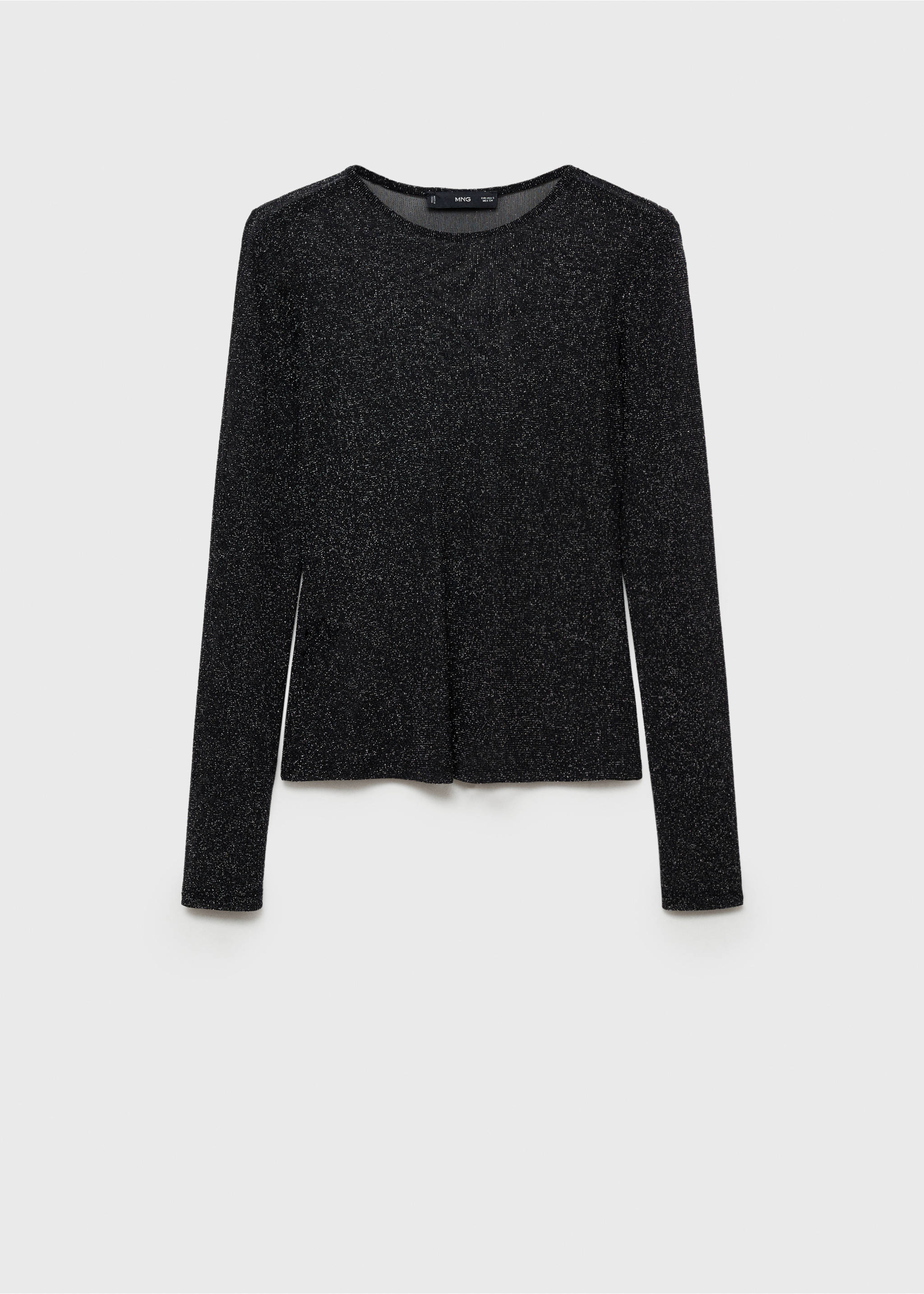 Semi-transparent lurex t-shirt - Article without model, Black. Ref: 77009081-00.