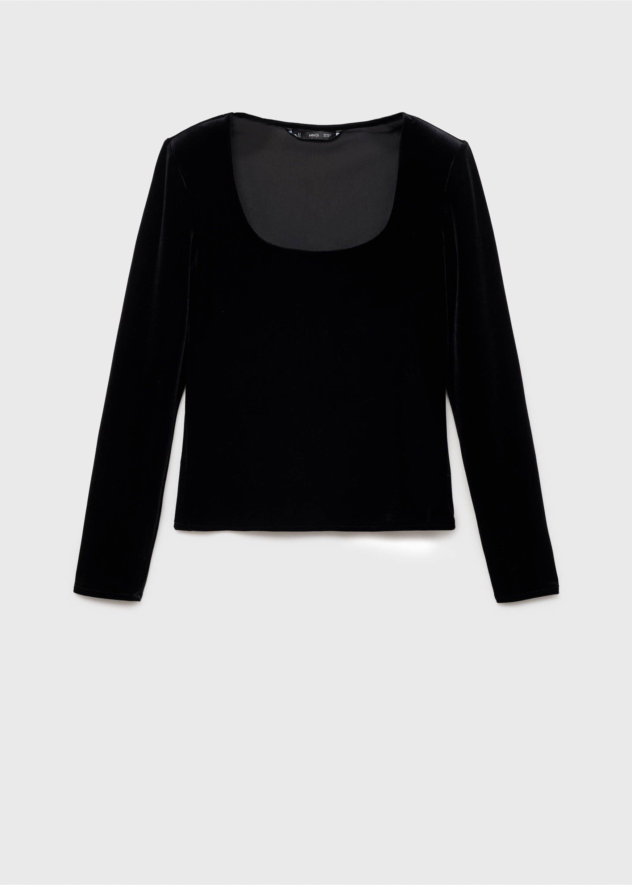 Ausgeschnittenes Samt-T-Shirt - Artikel ohne Model, Schwarz. Ref: 77009084-00.