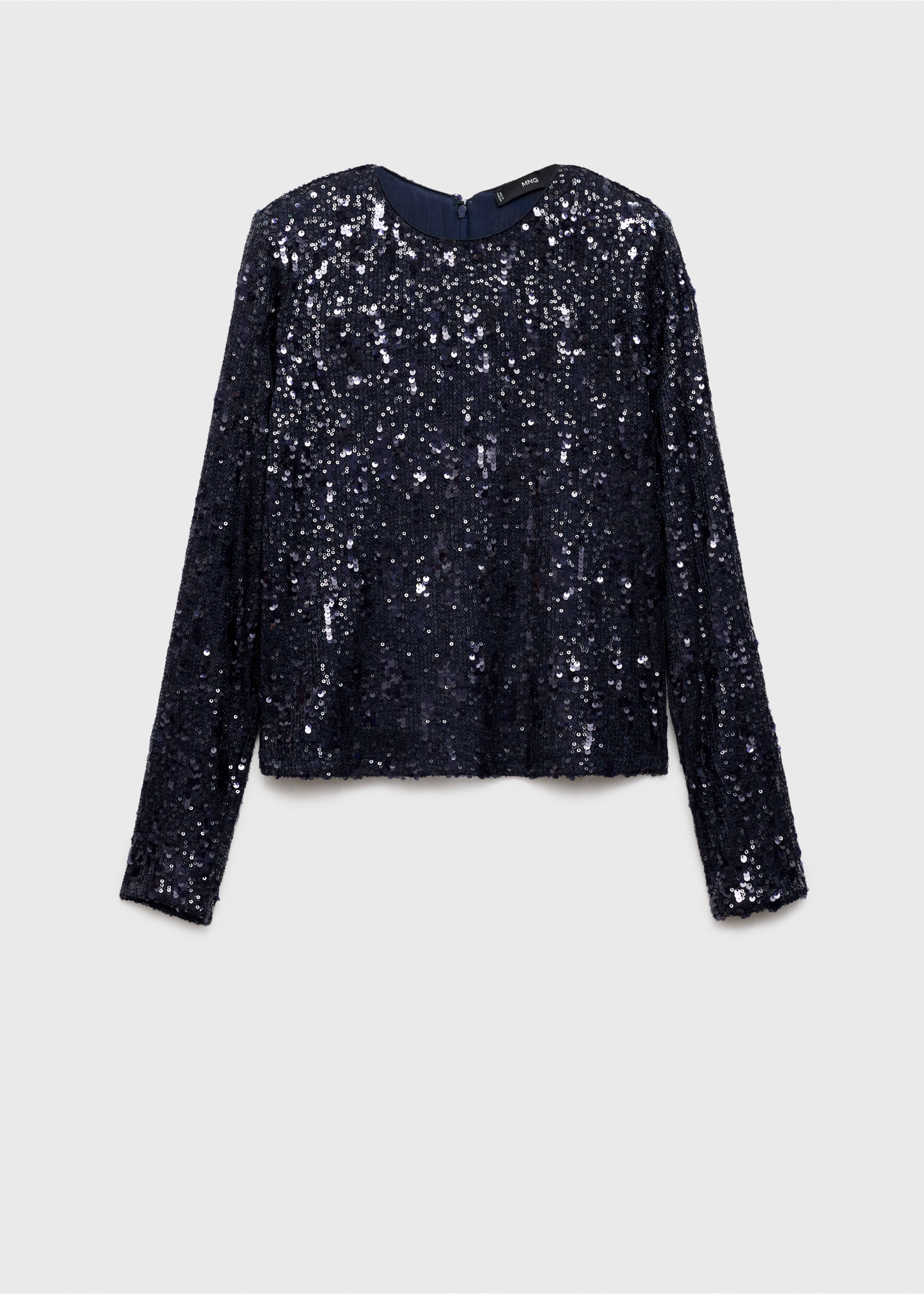 Long-sleeved t-shirt with sequins - Article without model, Dark Navy. Ref: 77009085-00.