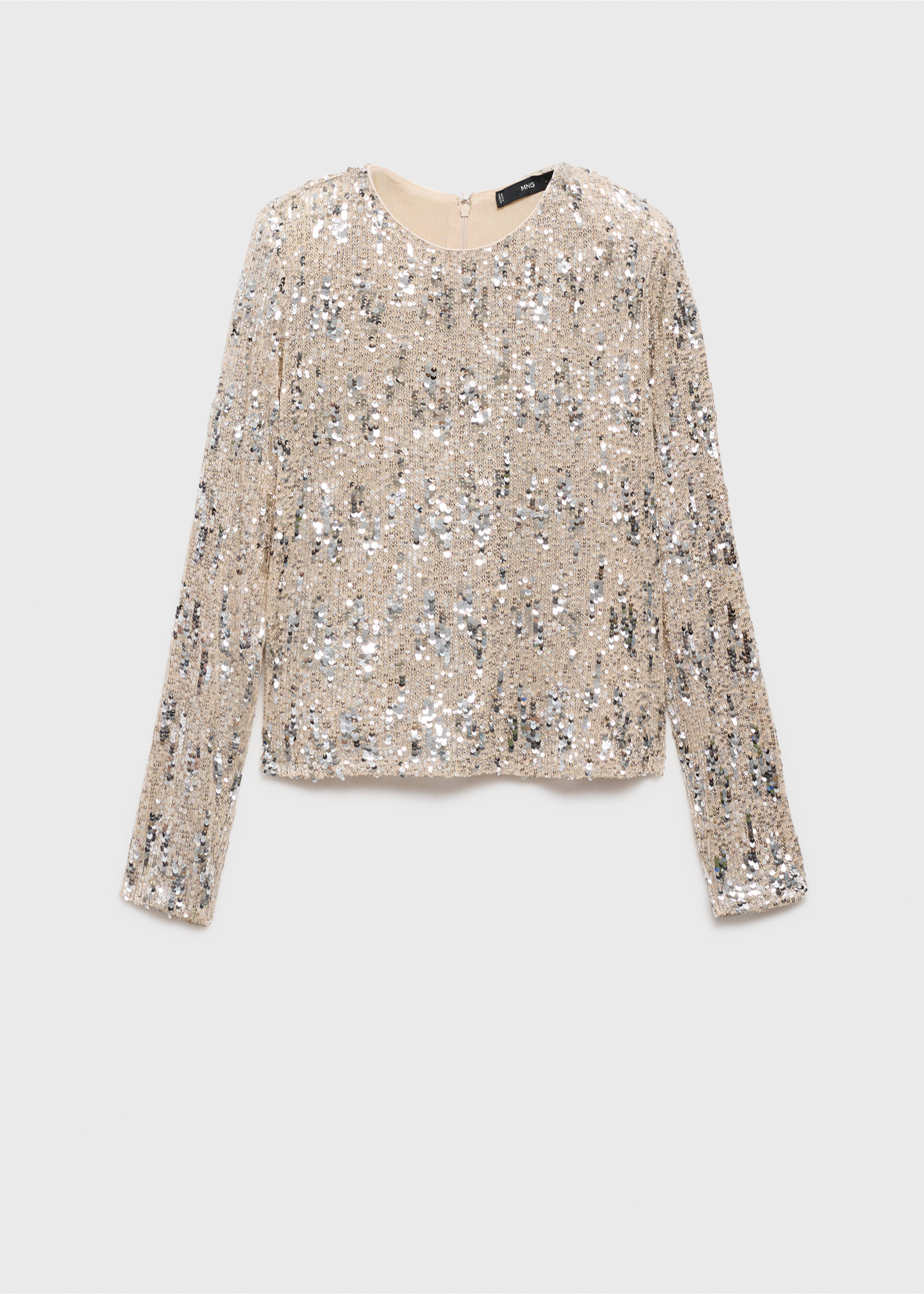 Long-sleeved t-shirt with sequins - Article without model, Silver. Ref: 77009085-00.