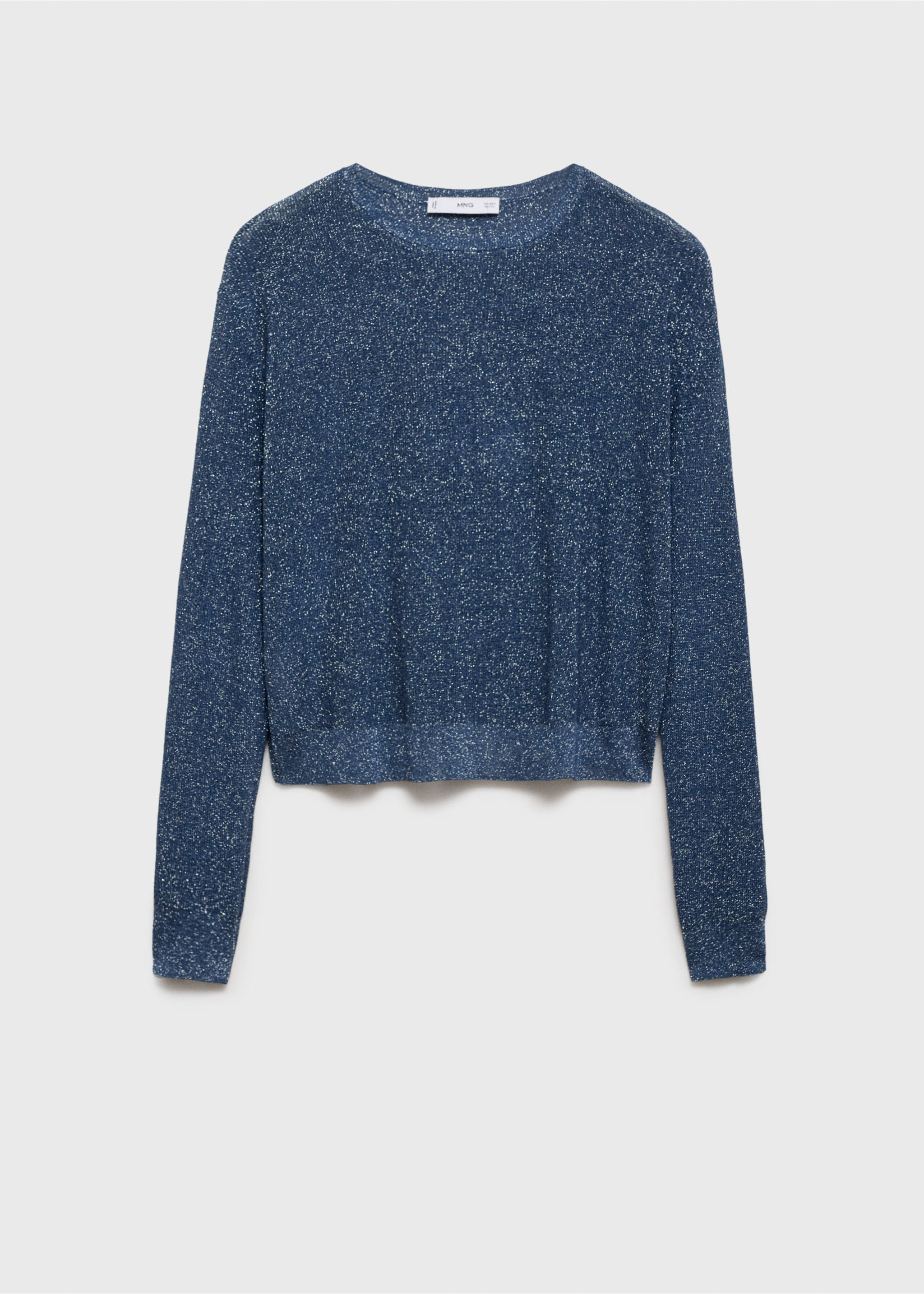 Crewneck lurex sweater - Article without model, Dark Navy. Ref: 77009244-00.