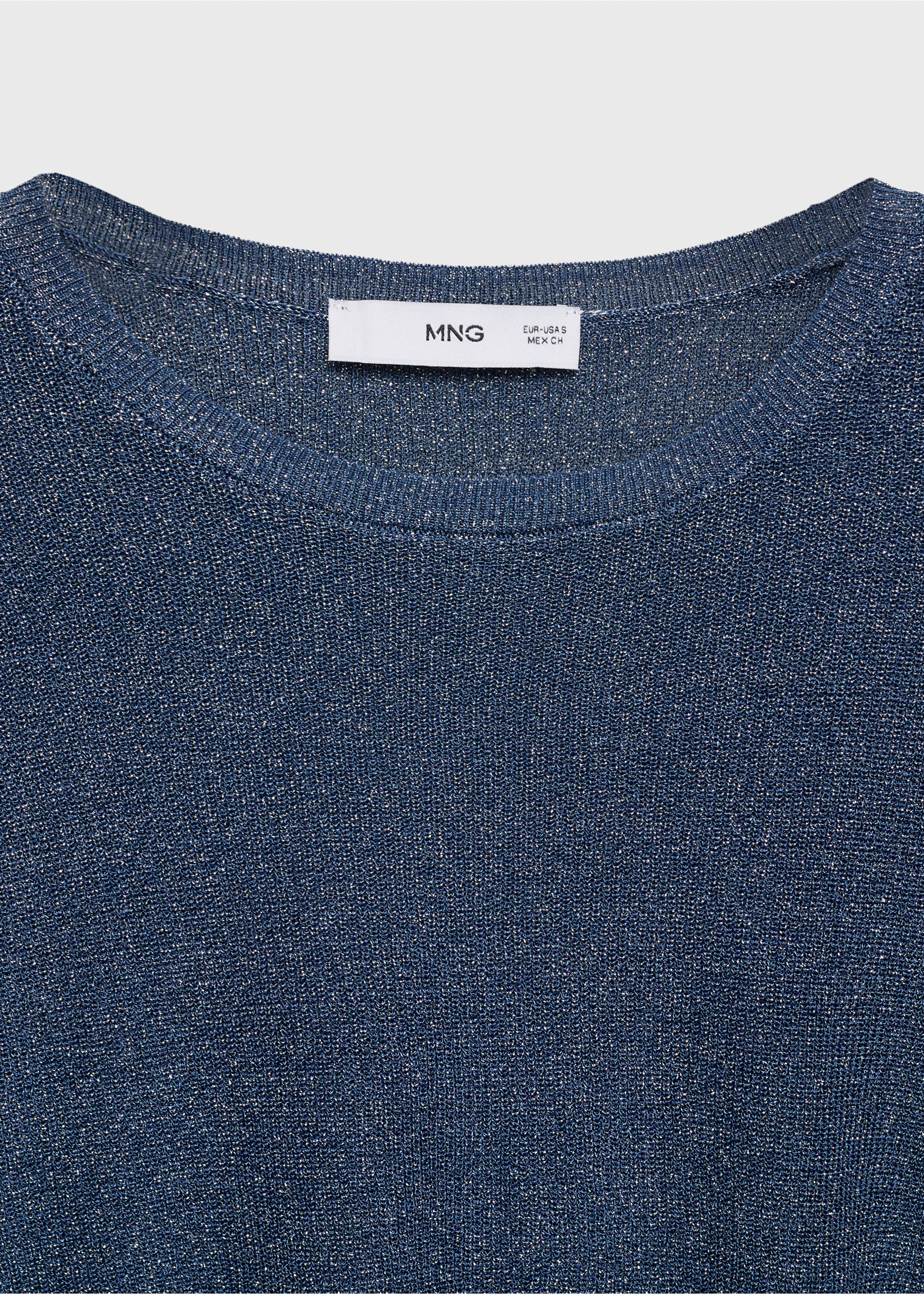 Crewneck lurex sweater - Details of the article 8, Dark Navy. Ref: 77009244-00.