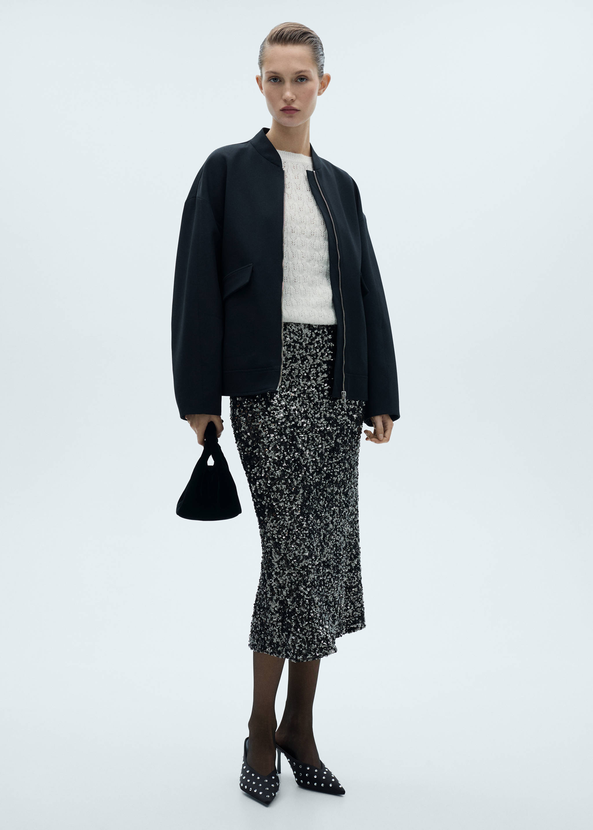 Lochstrick-Pullover mit Lurexdetails - Allgemeine Ansicht