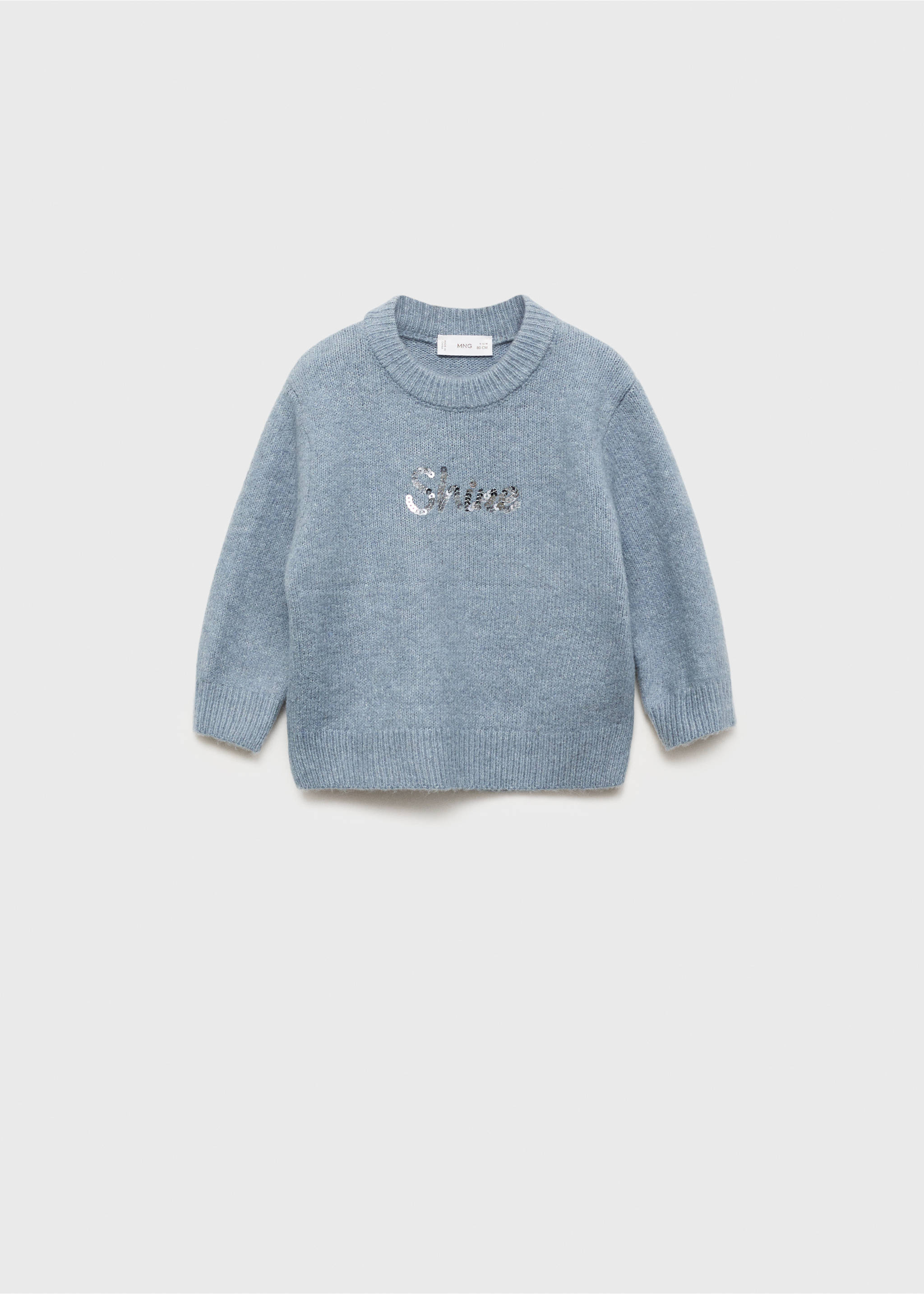 Pull-over à message et sequins - Article sans modèle, Gris chiné clair. Ref: 77009247-00.