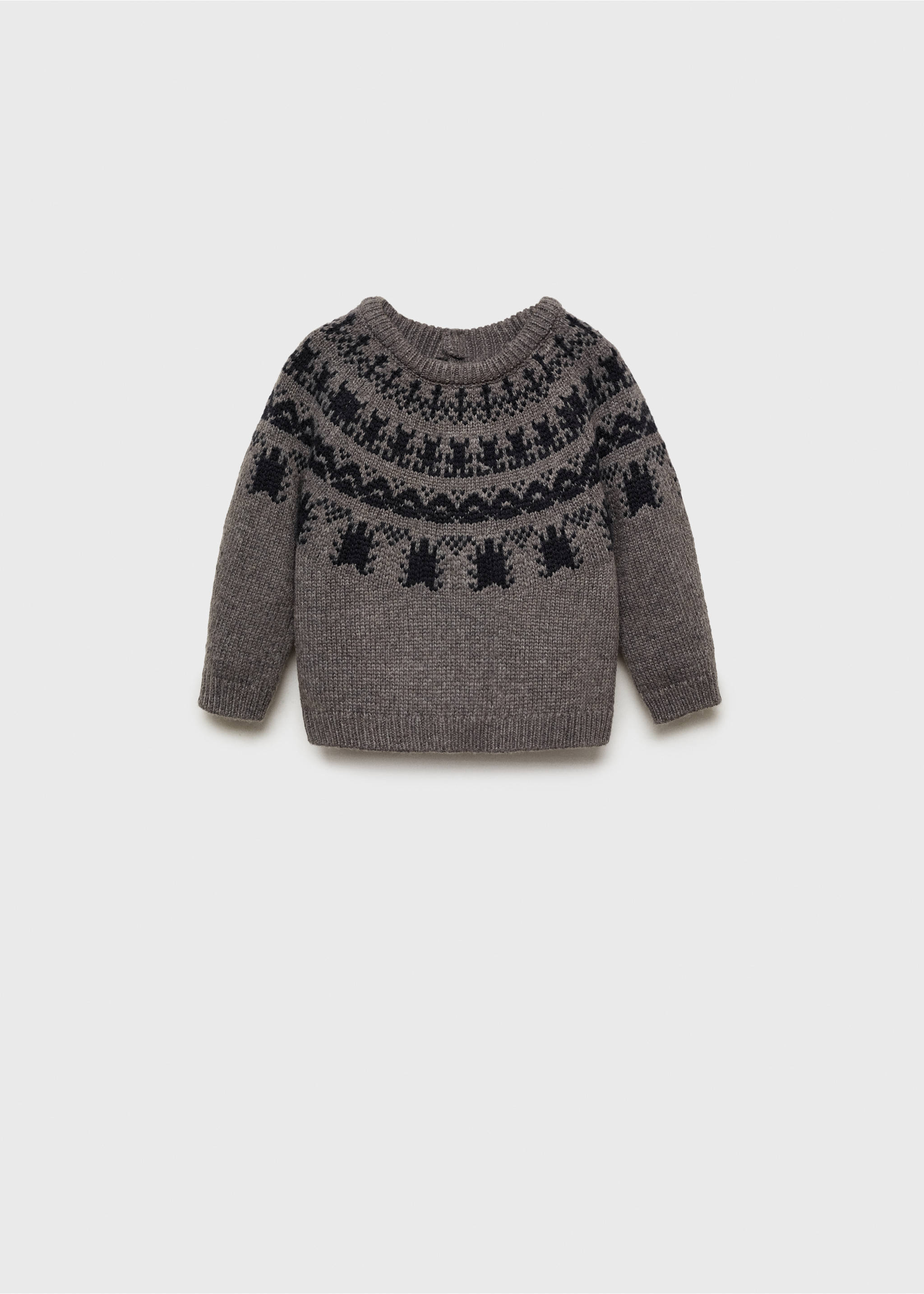 Jacquard-Pullover mit Wollanteil - Artikel ohne Model, Mittelgrau meliert. Ref: 77009250-00.