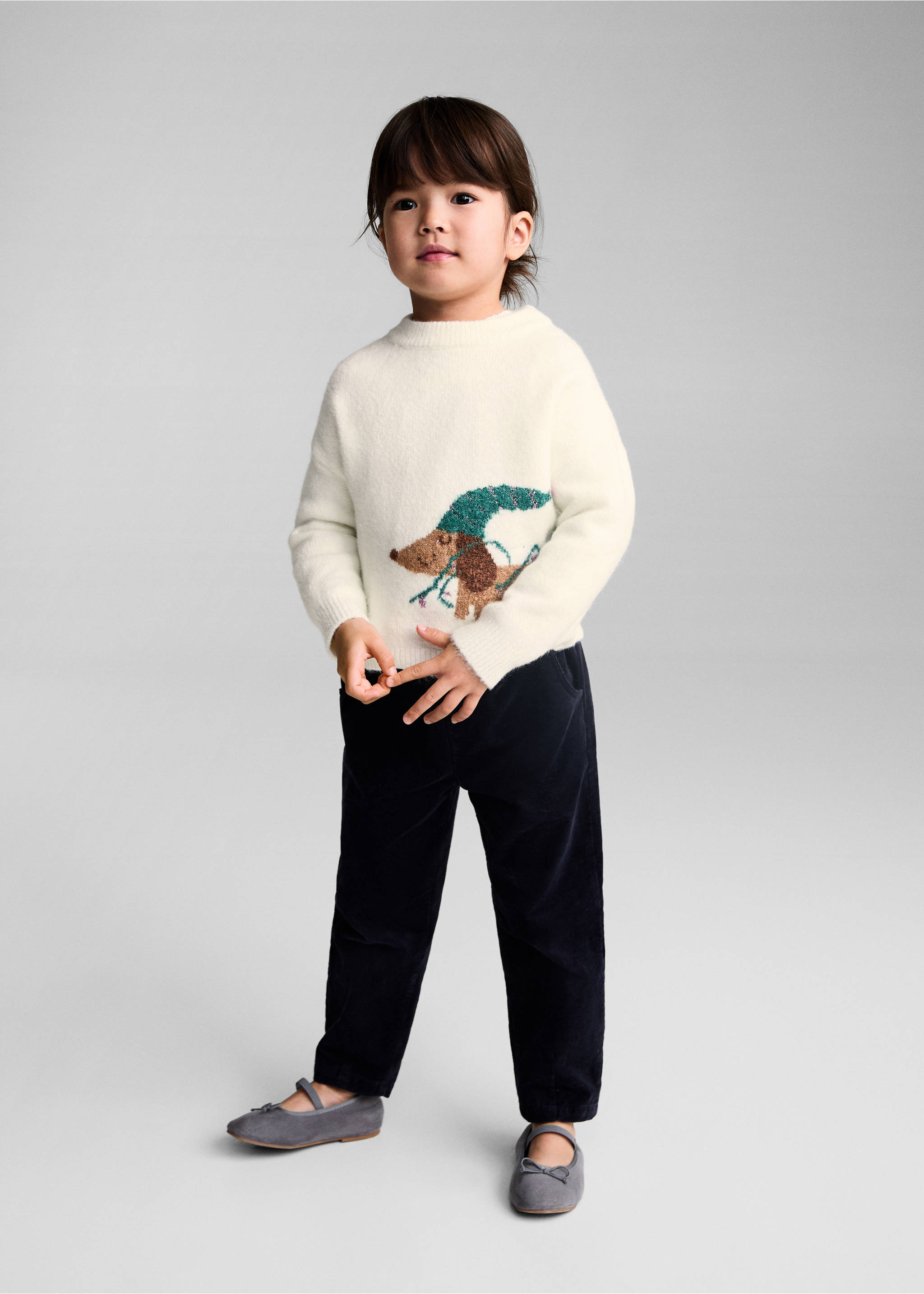 Pull-over maille chien - Plan général, Écru. Ref: 77009252-00.