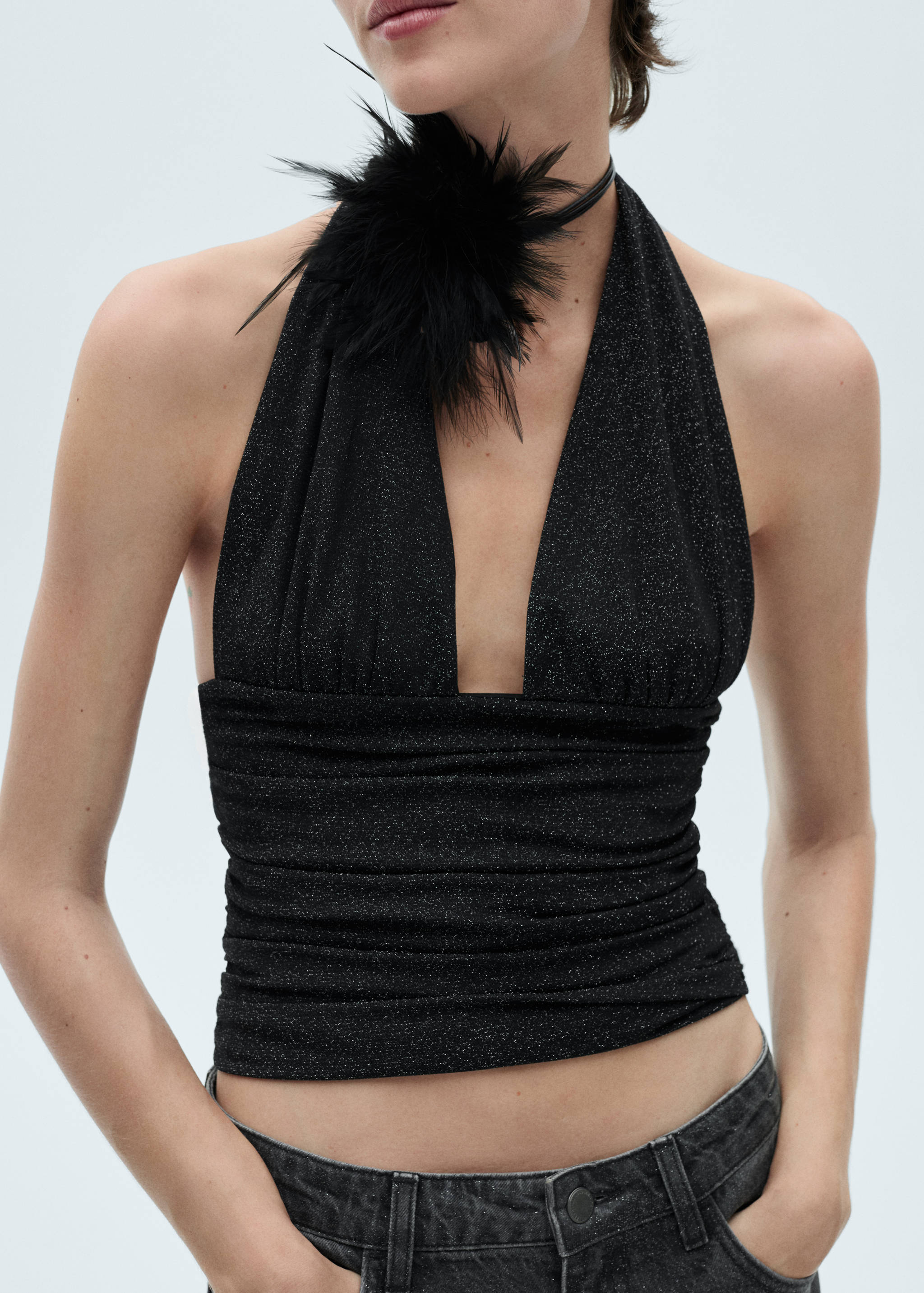 Neckholder-Top aus Lurexstrick - Mittlere Ansicht