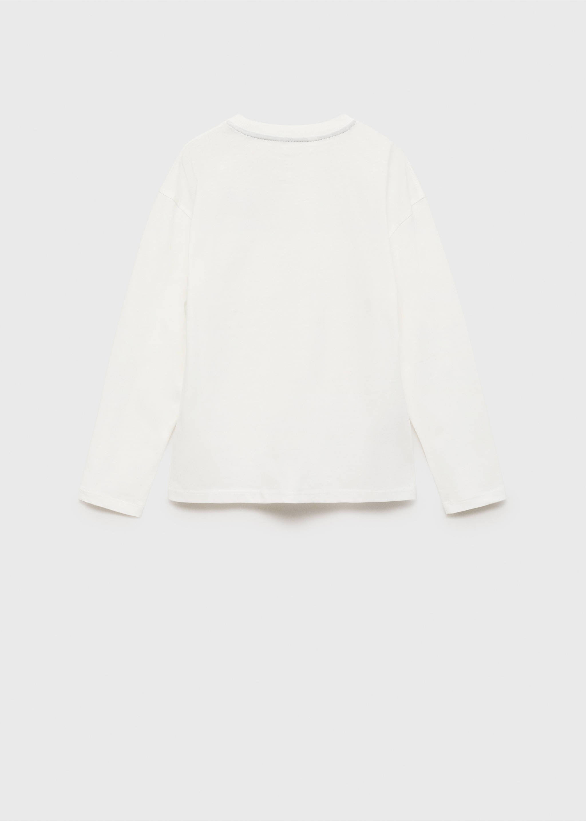 Baumwoll-T-Shirt mit besticktem Detail - Rückseite des Artikels, Cremeweiß. Ref: 77009409-00.