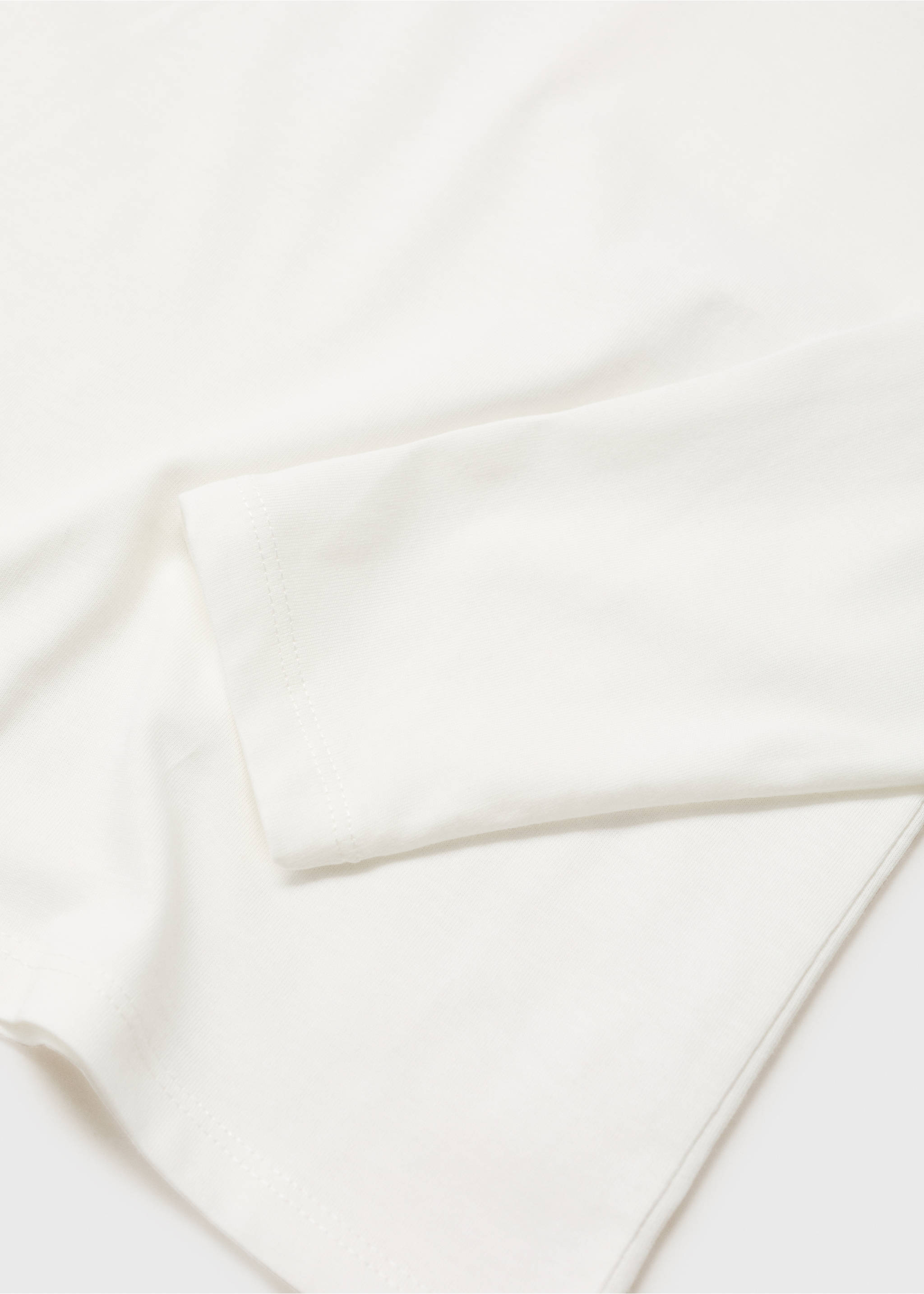 Baumwoll-T-Shirt mit besticktem Detail - Detail des Artikels 0, Cremeweiß. Ref: 77009409-00.