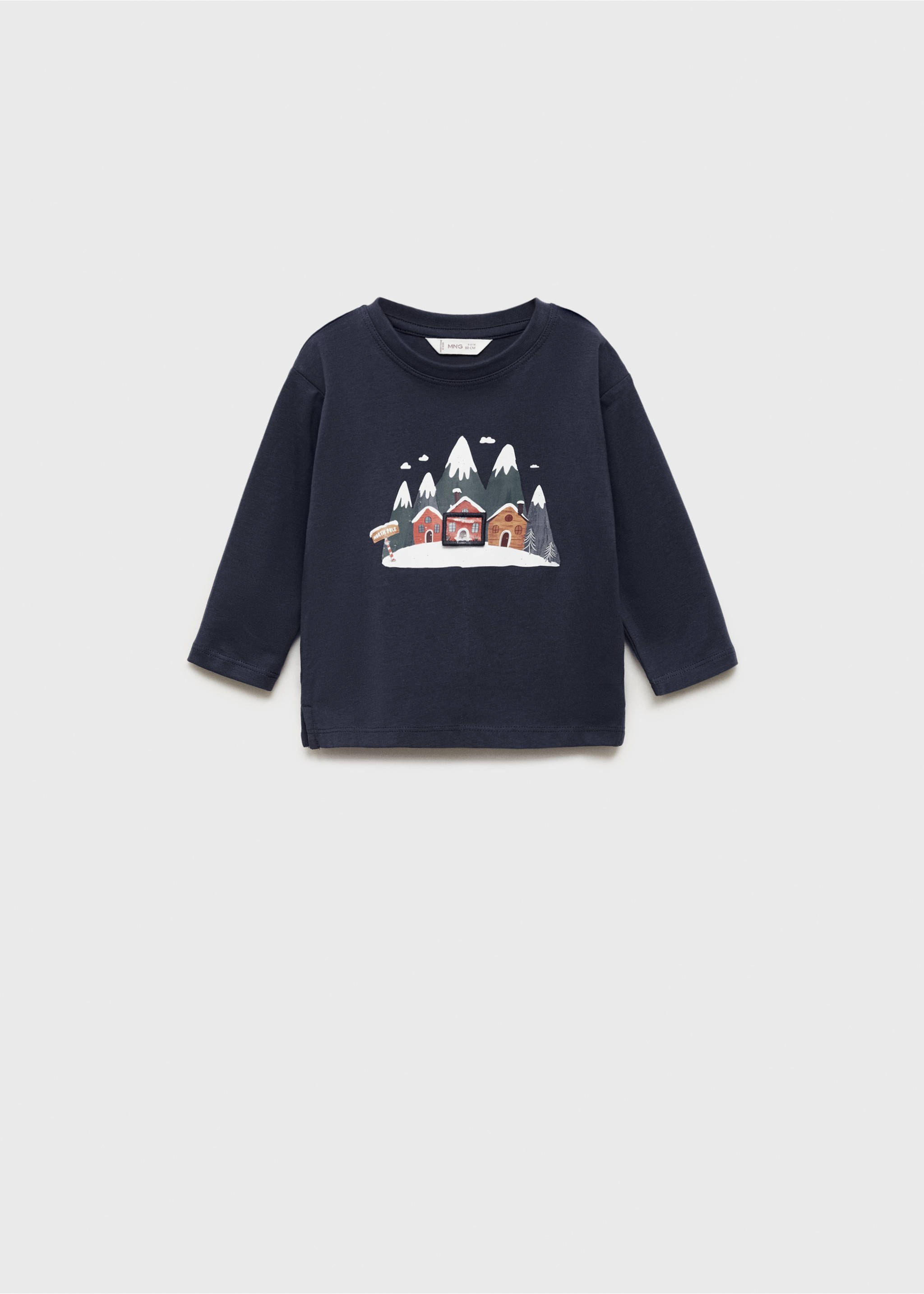 Christmas-print t-shirt - Article without model, Dark Navy. Ref: 77009412-00.