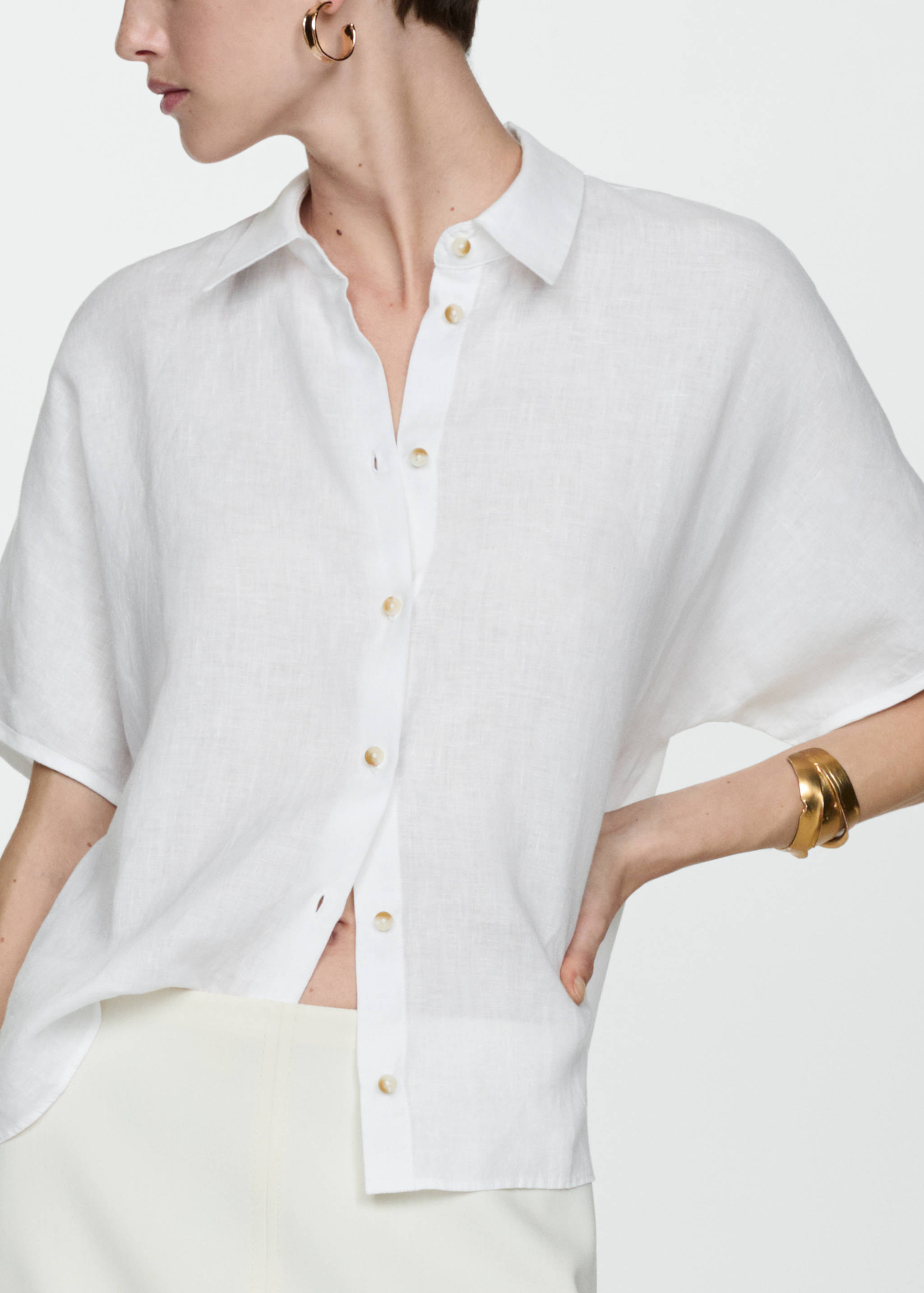 Short sleeve linen-blend shirt - Details of the article 6