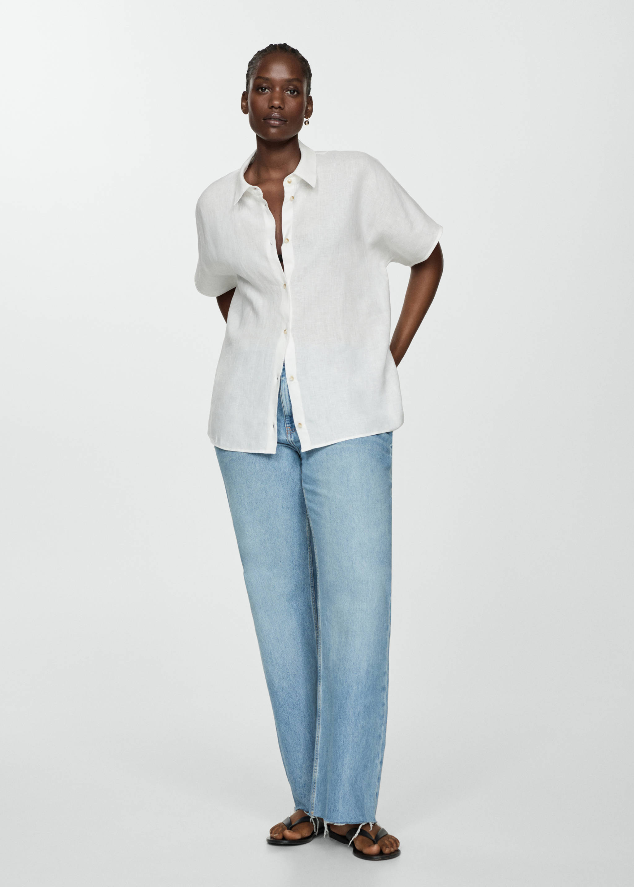 Short sleeve linen-blend shirt - Details of the article 3