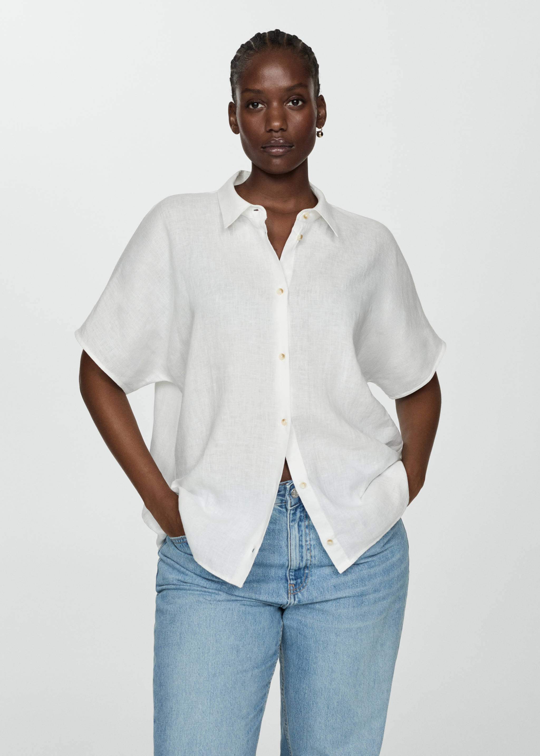 Short sleeve linen-blend shirt - Details of the article 5