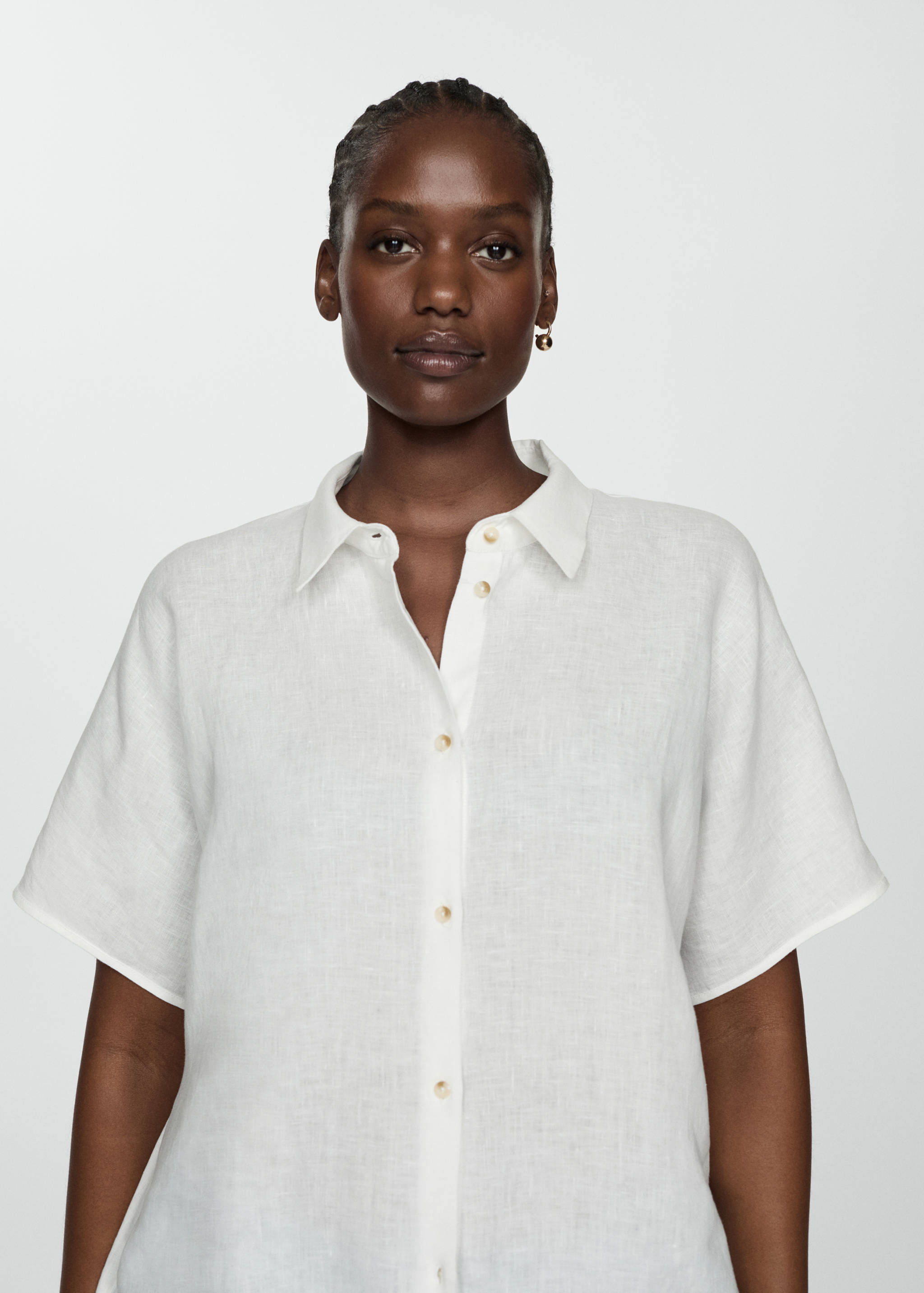 Short sleeve linen-blend shirt - Details of the article 4