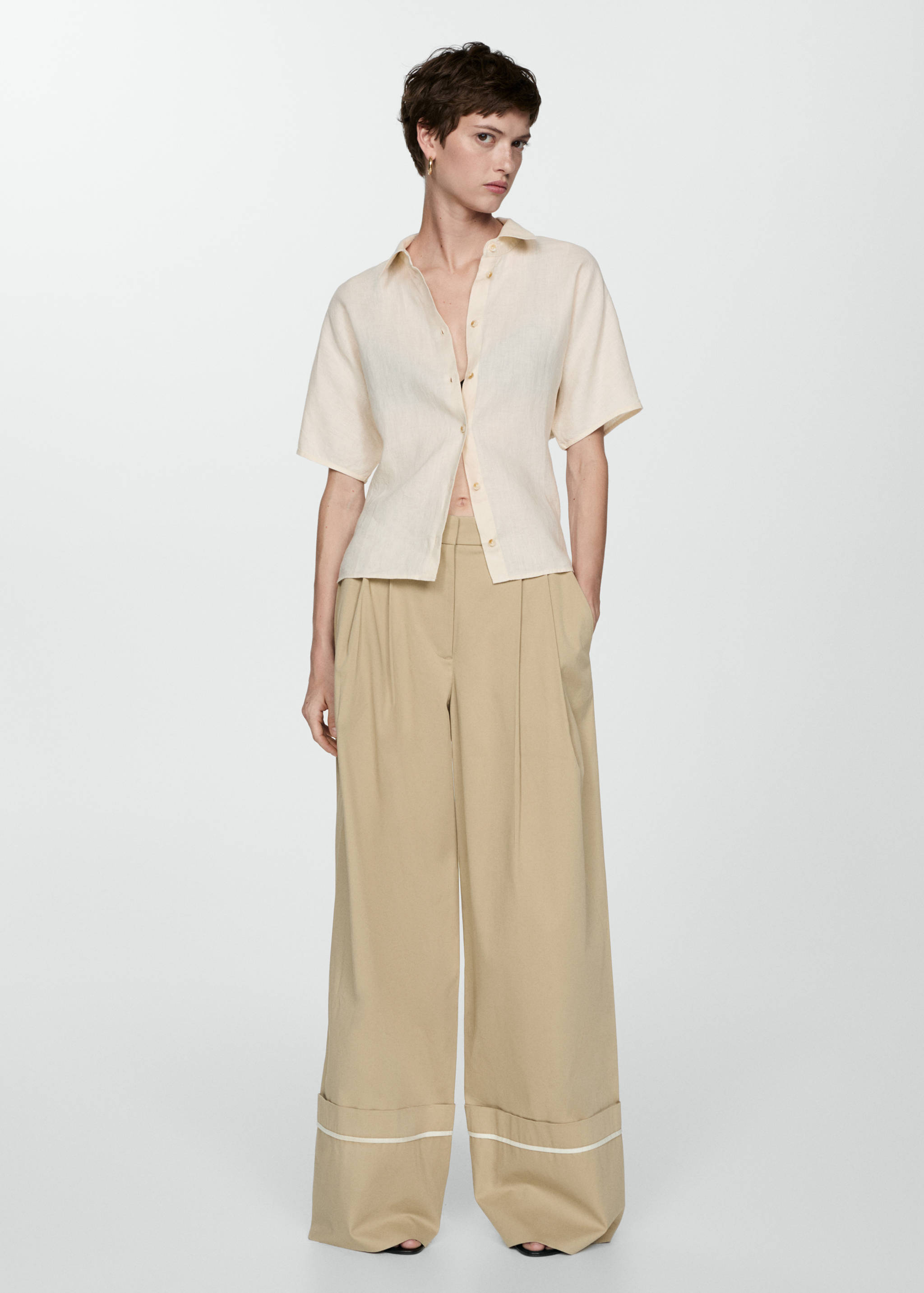 Short sleeve linen-blend shirt - General plane