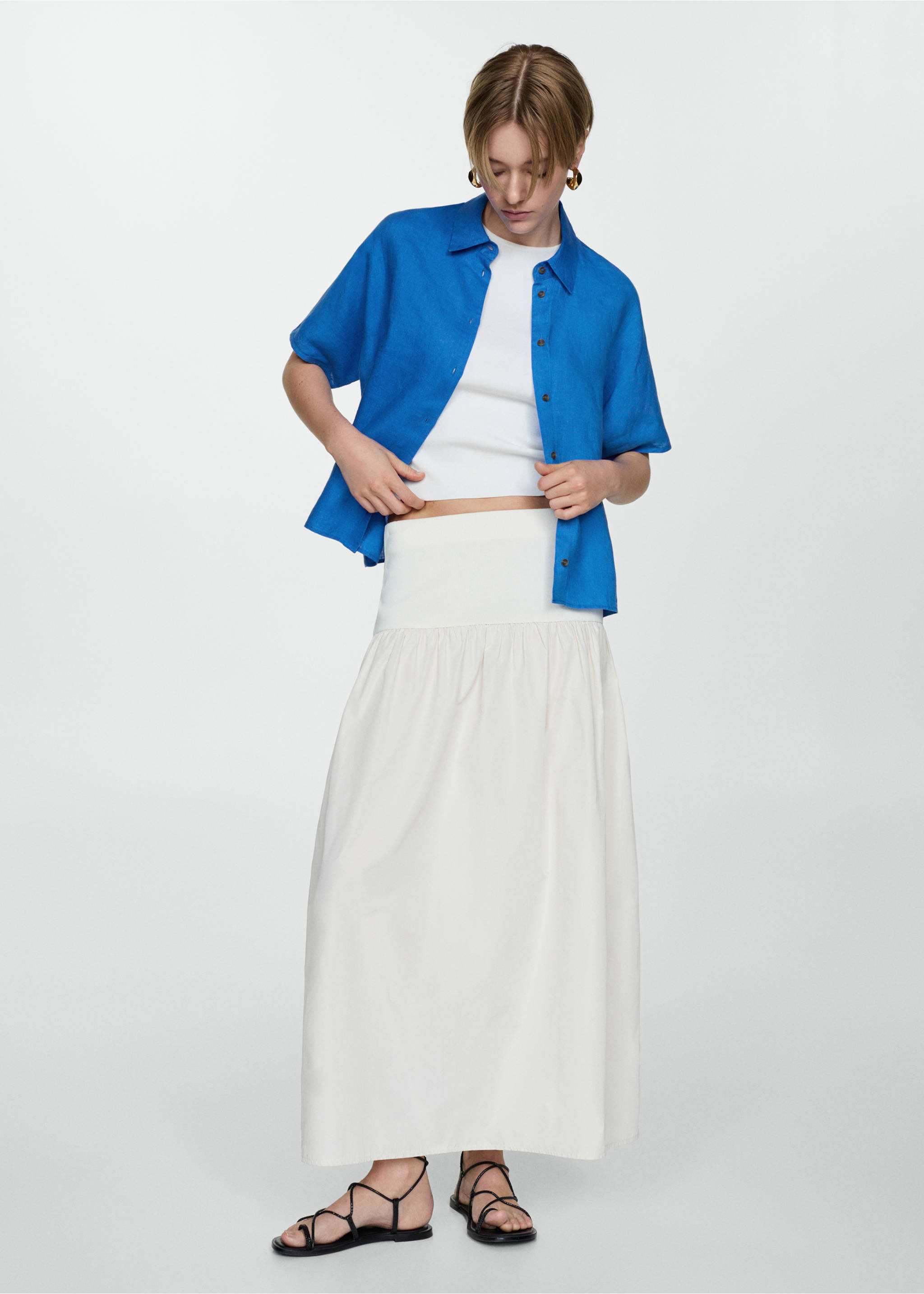 Short sleeve linen-blend shirt - General plane, Ink Blue. Ref: 77010203-00.