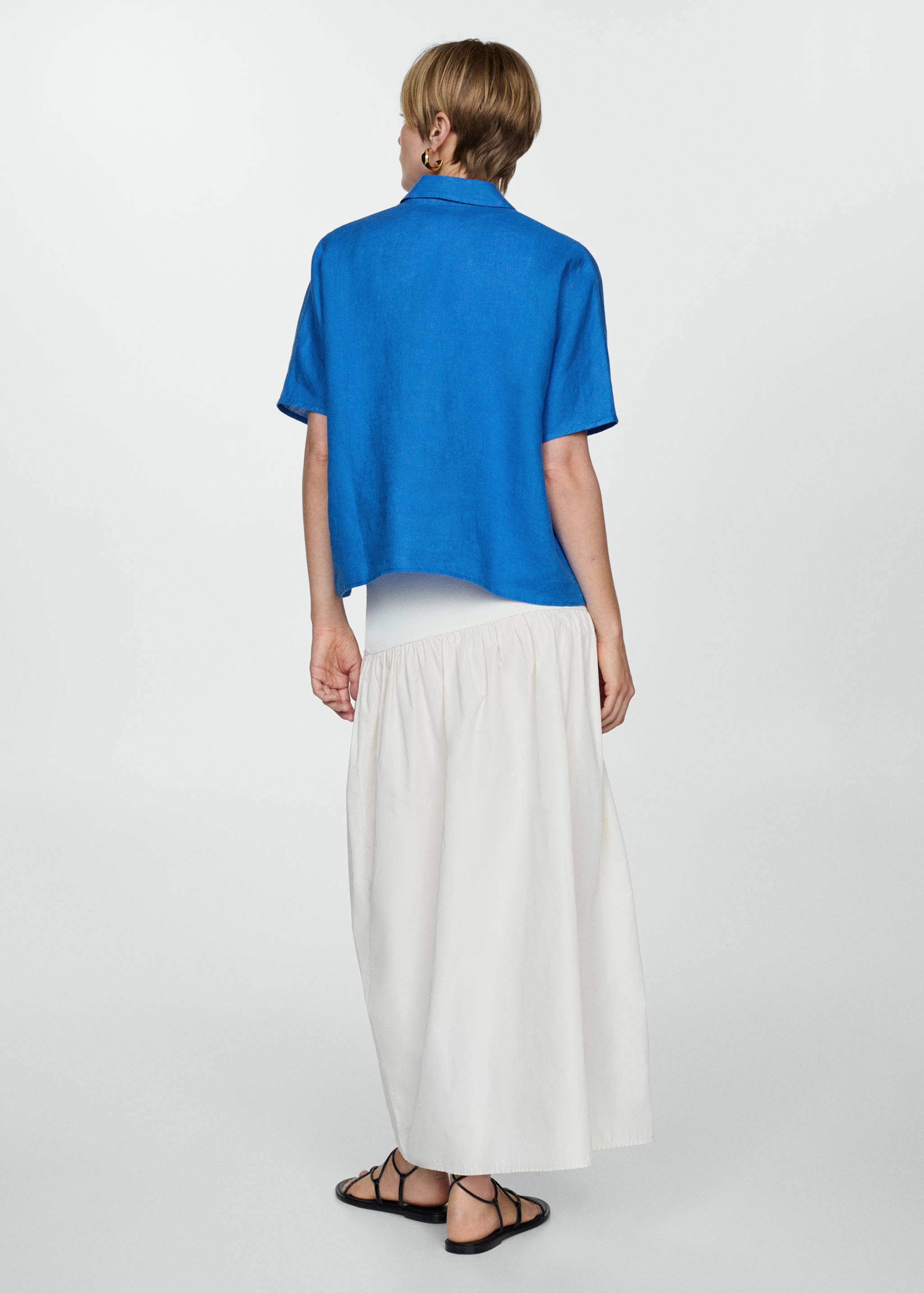 Short sleeve linen-blend shirt - Reverse of the article