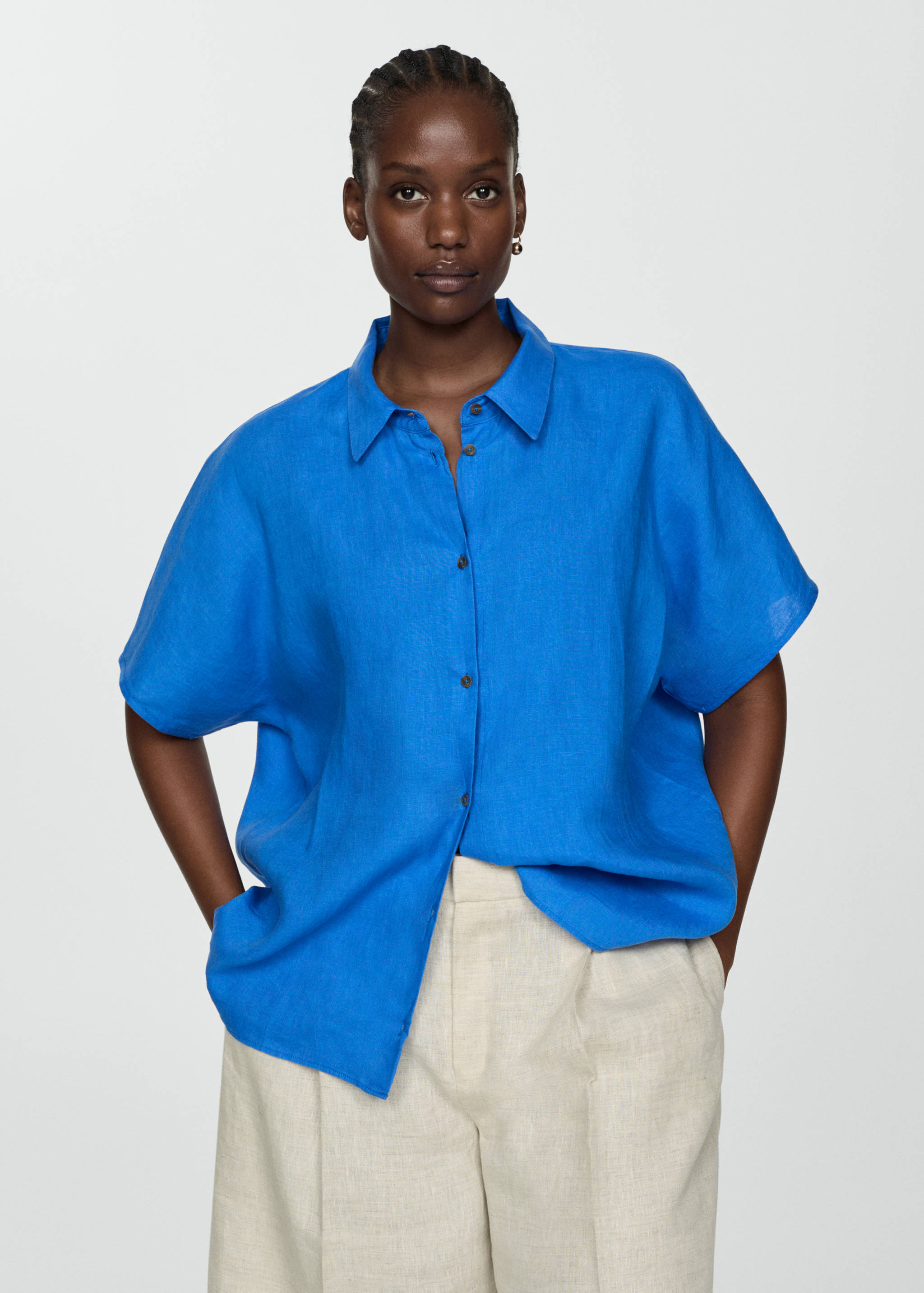 Short sleeve linen-blend shirt - Details of the article 5
