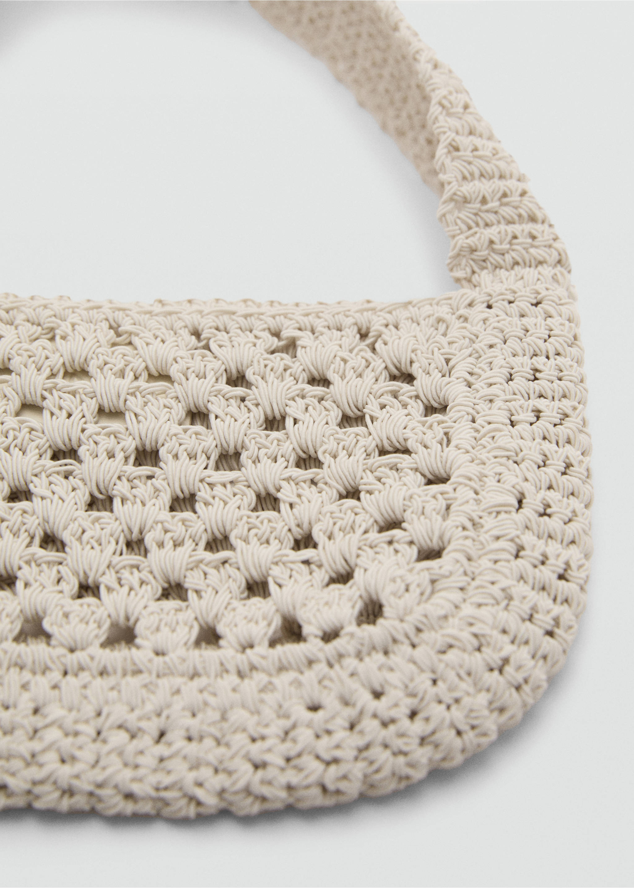 Crochet handbag - Details of the article 1, Ecru. Ref: 77010246-00.