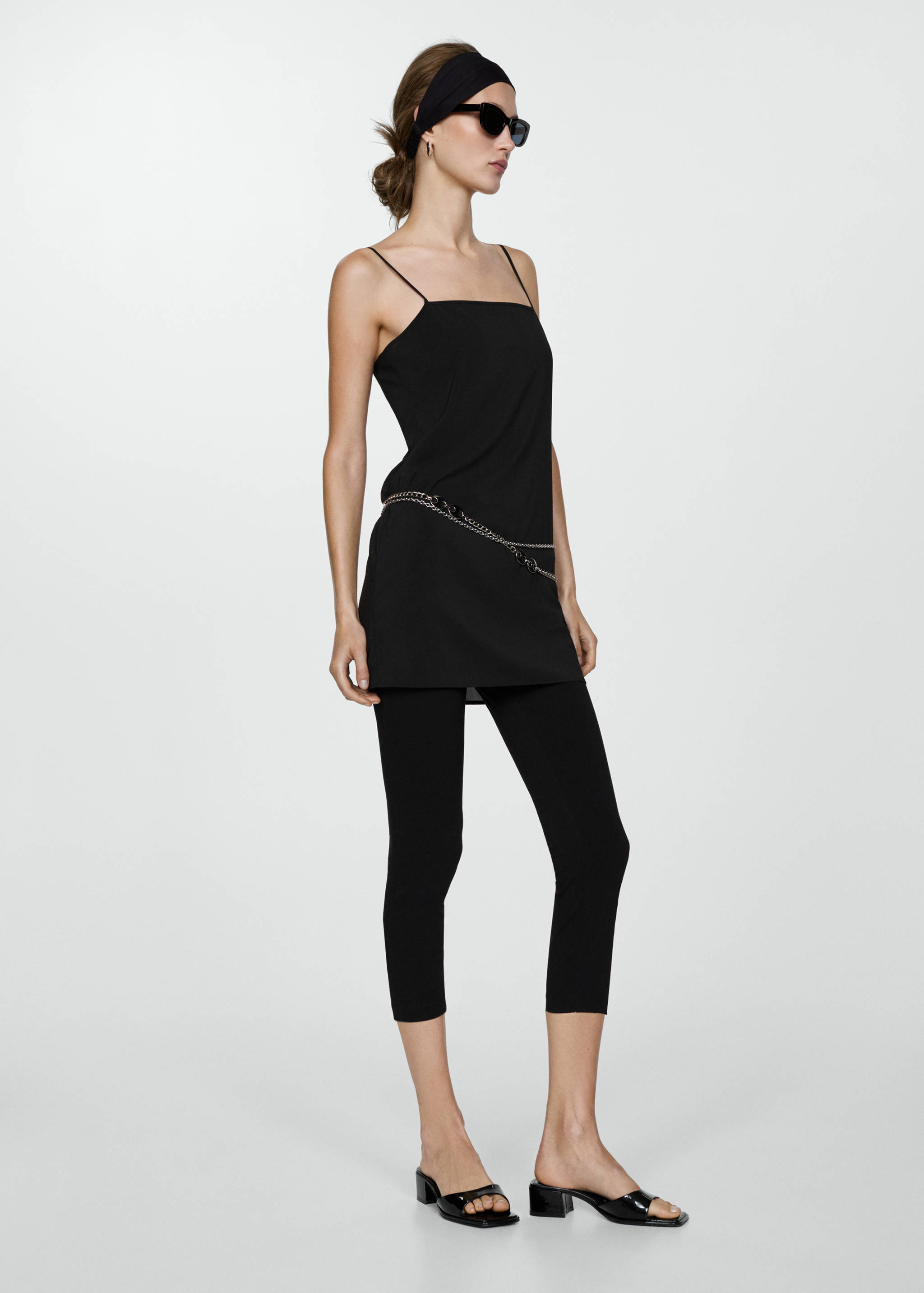 Patent leather effect heeled sandal - General plane