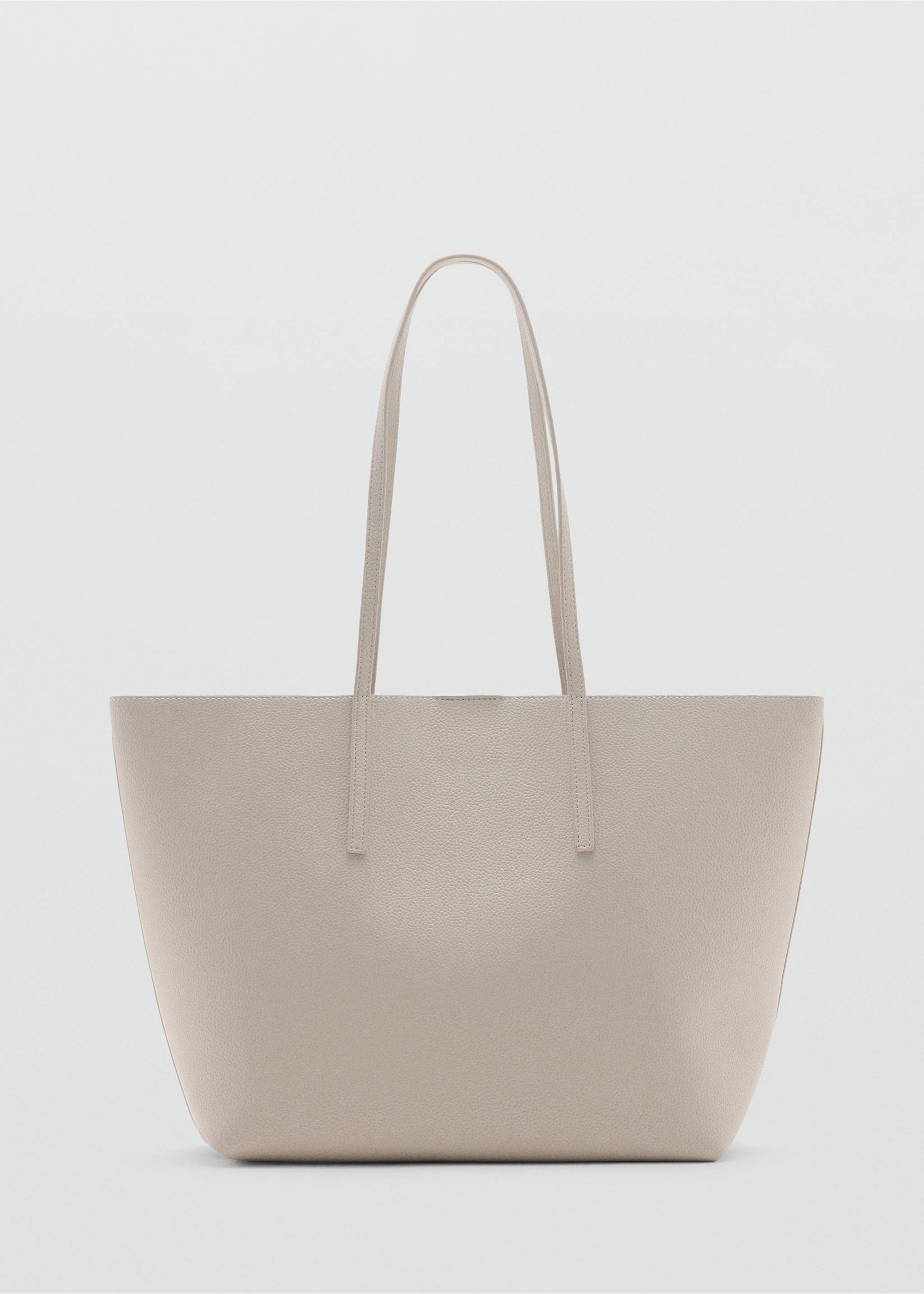 Pebbled effect shopper bag - Article without model, Ecru. Ref: 77010272-00.