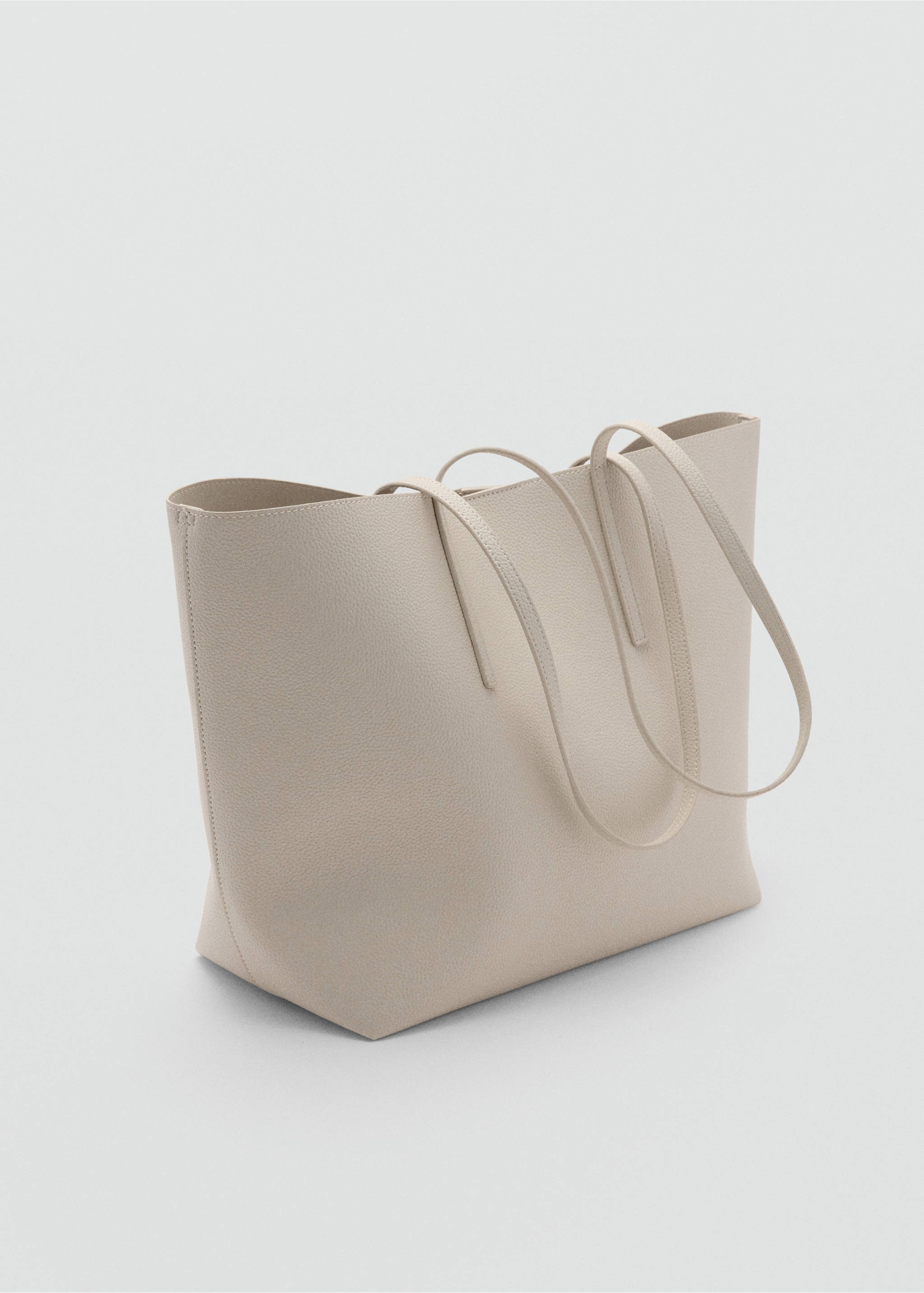 Pebbled effect shopper bag - Medium plane, Ecru. Ref: 77010272-00.