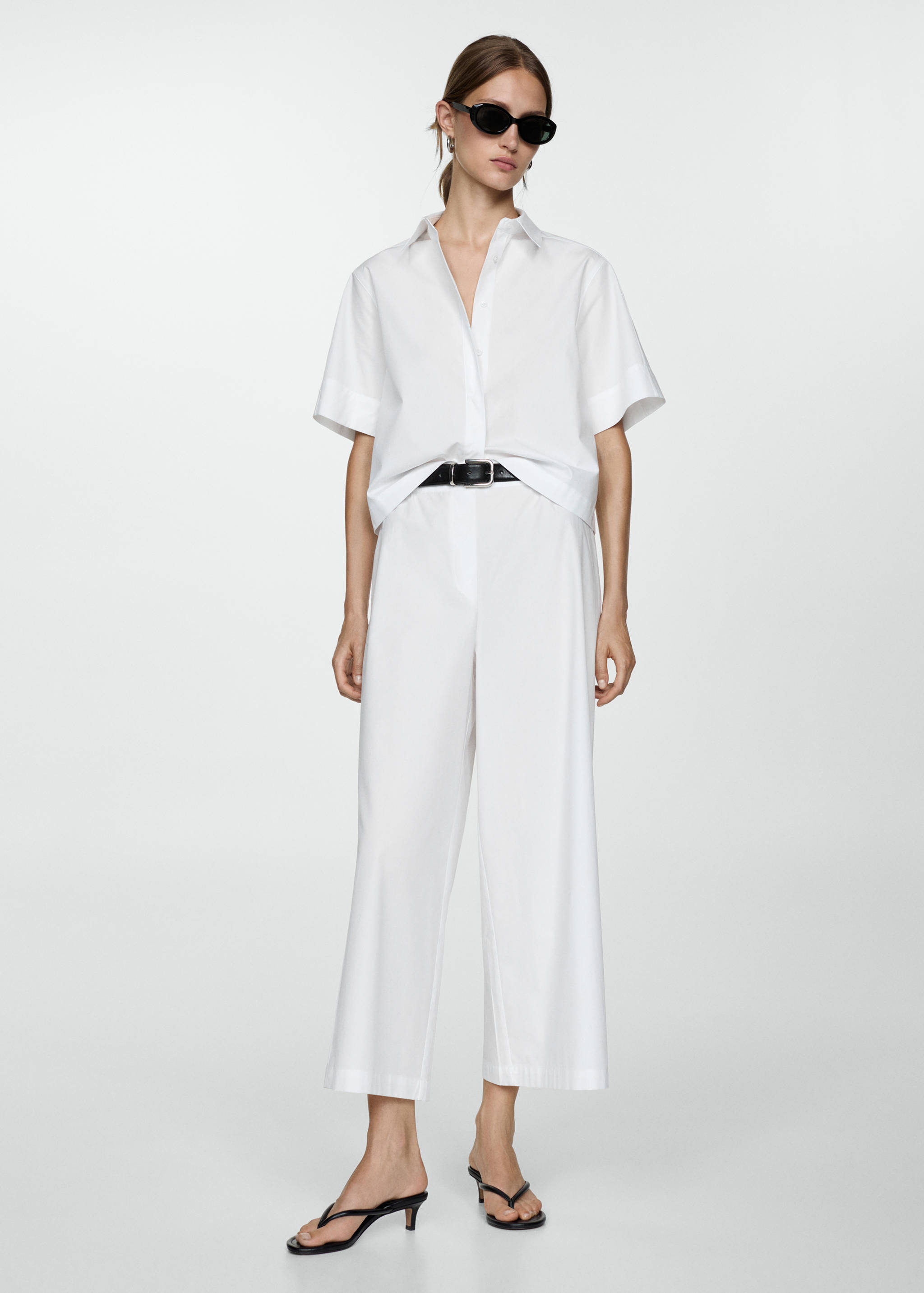 Cotton wide leg trousers - General plane