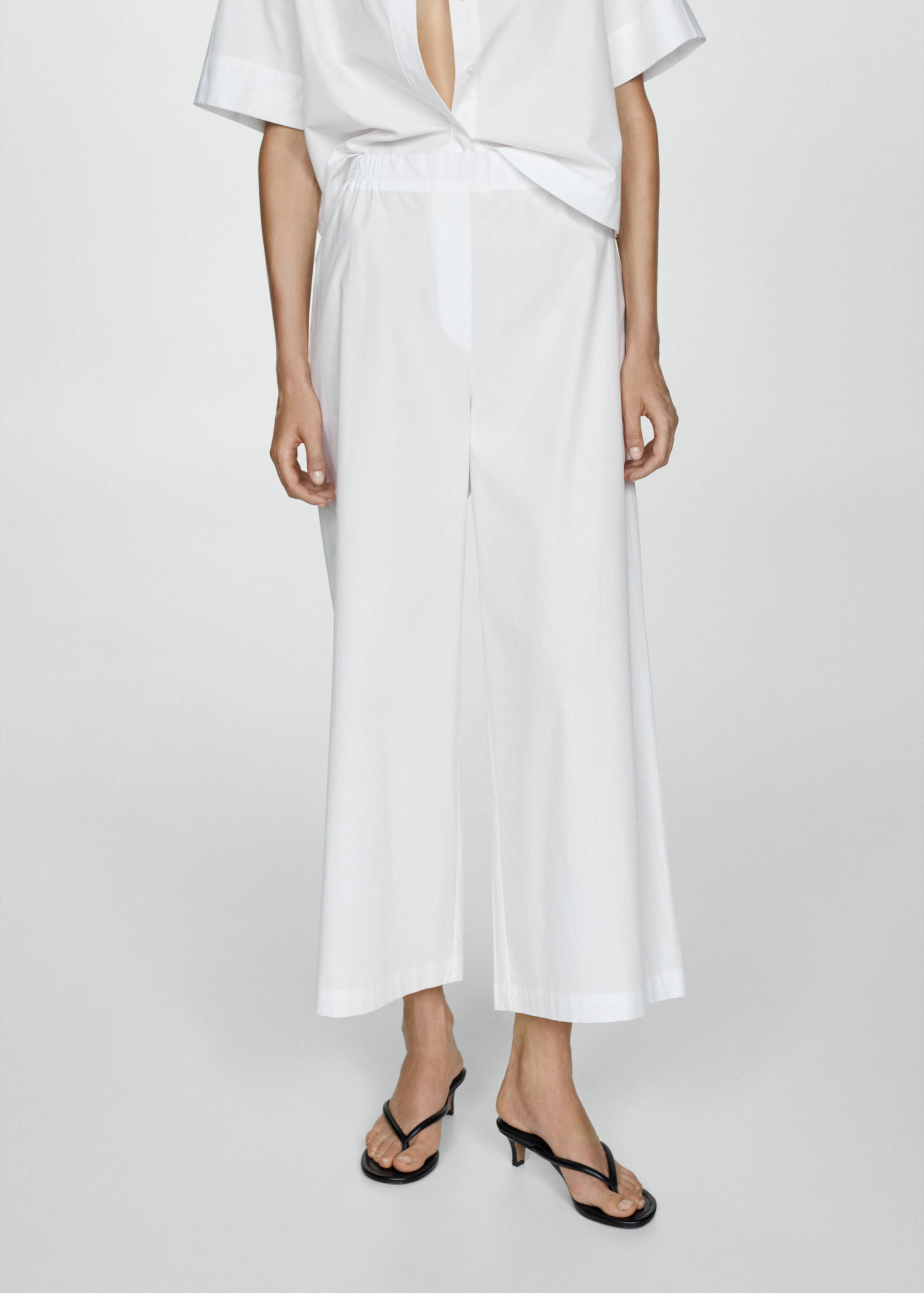 Cotton wide leg trousers - Medium plane