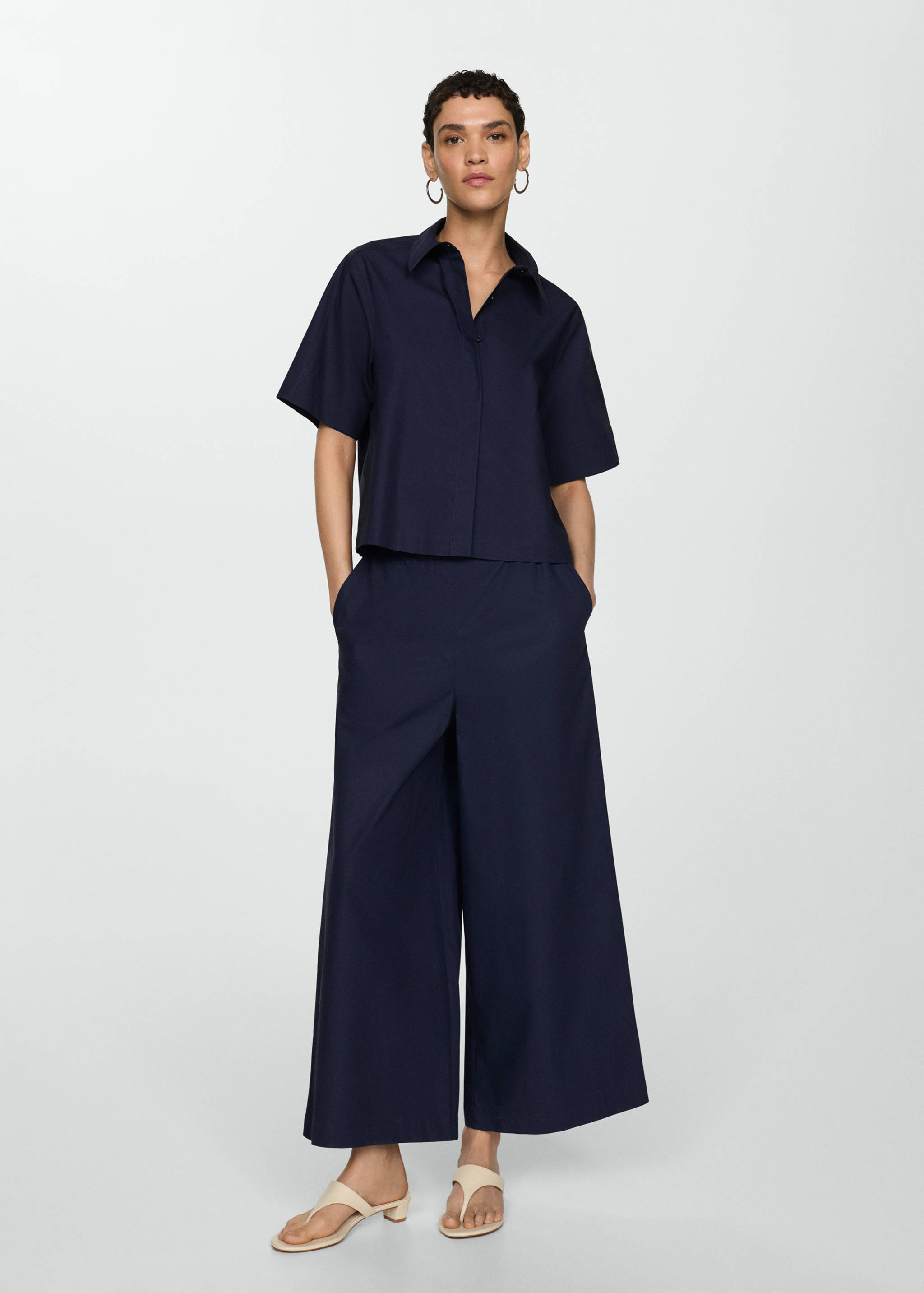 Cotton wide leg trousers - General plane