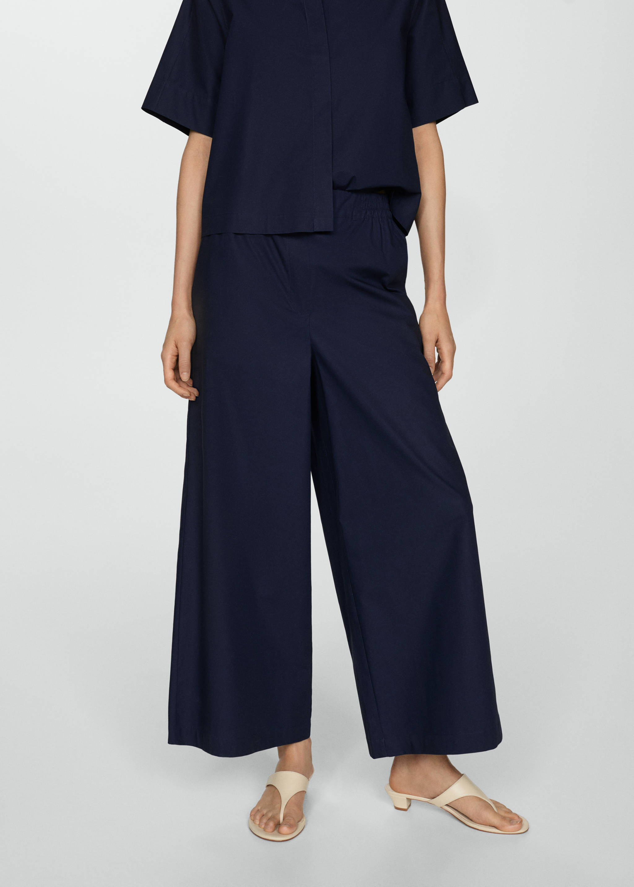 Cotton wide leg trousers - Medium plane
