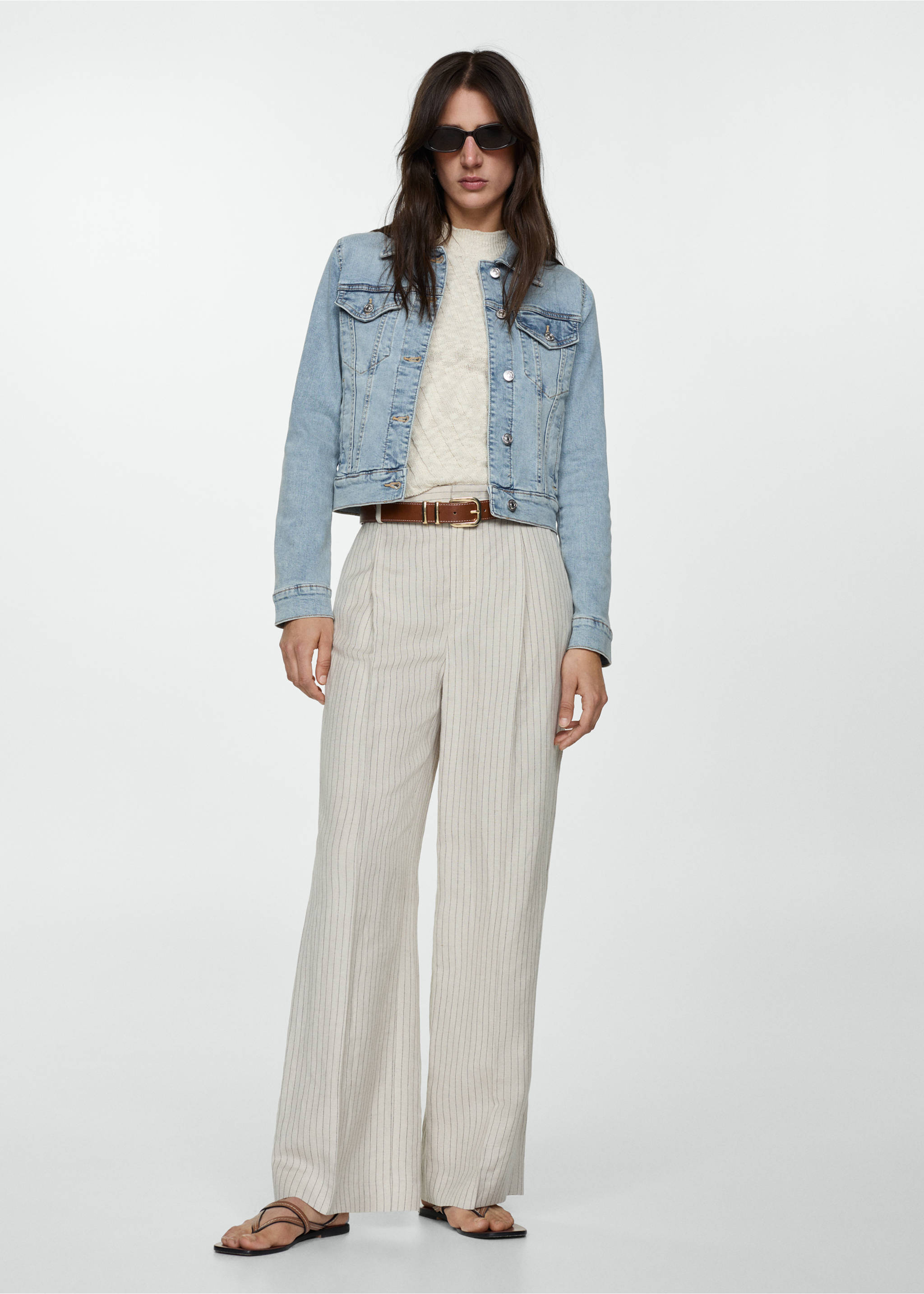 Pocketed denim jacket - General plane, Light Blue. Ref: 77010282-00.