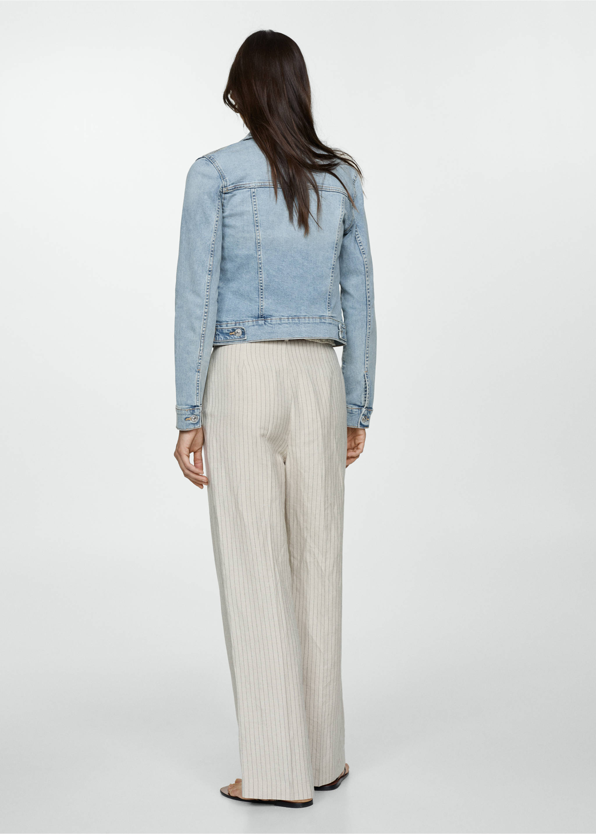 Pocketed denim jacket - Reverse of the article, Light Blue. Ref: 77010282-00.