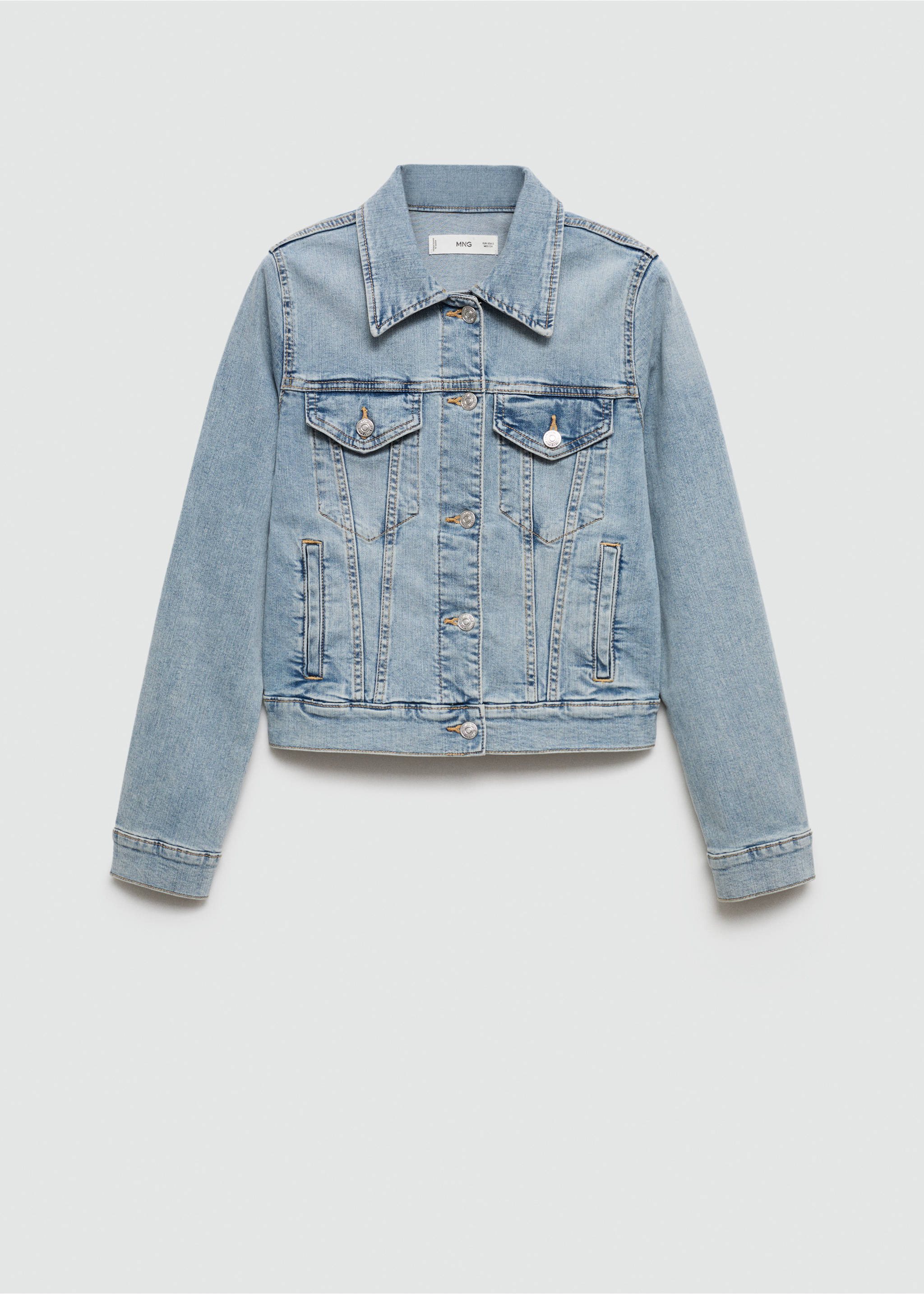 Pocketed denim jacket - Article without model, Light Blue. Ref: 77010282-00.