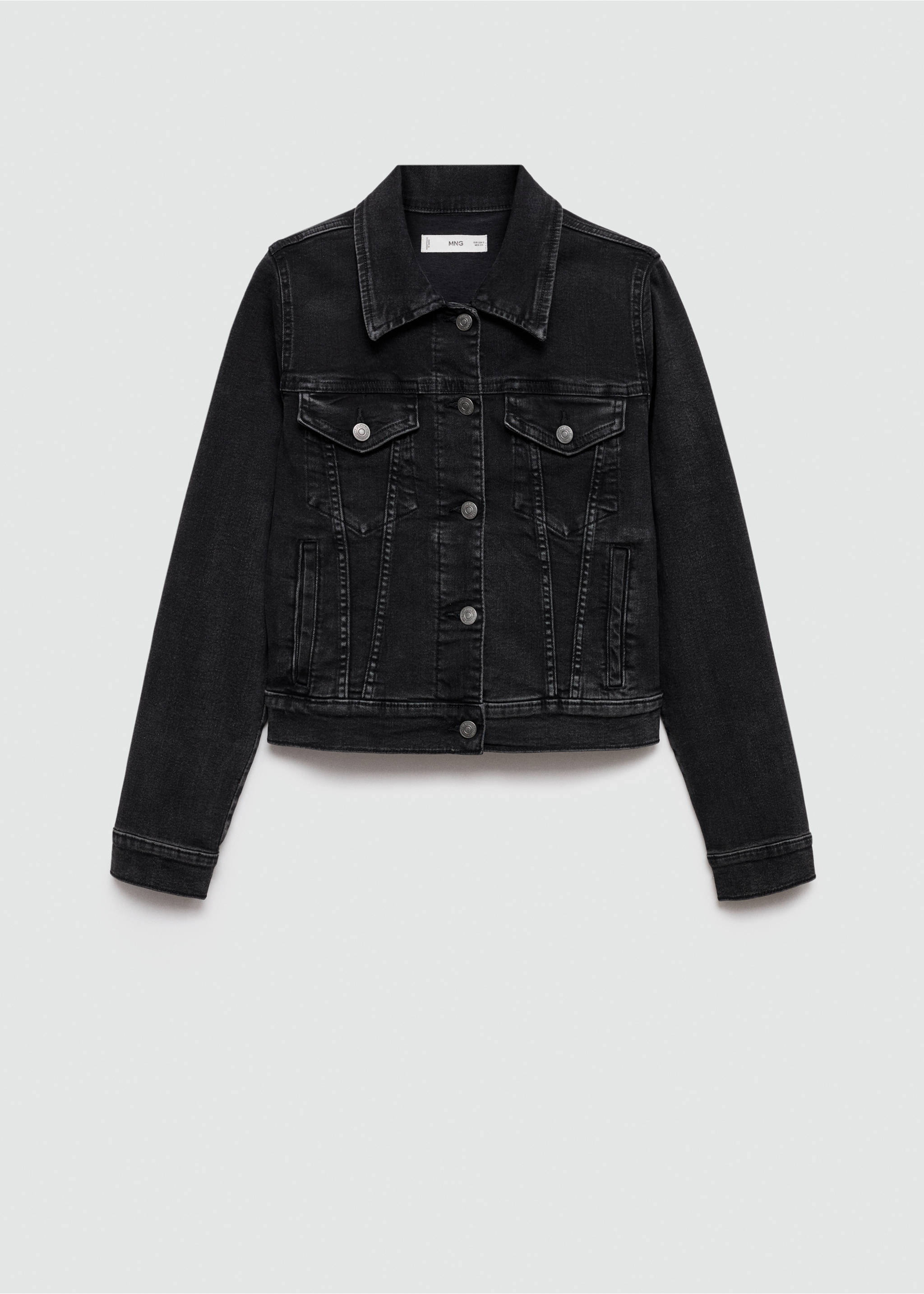 Pocketed denim jacket - Article without model, Black denim. Ref: 77010283-00.