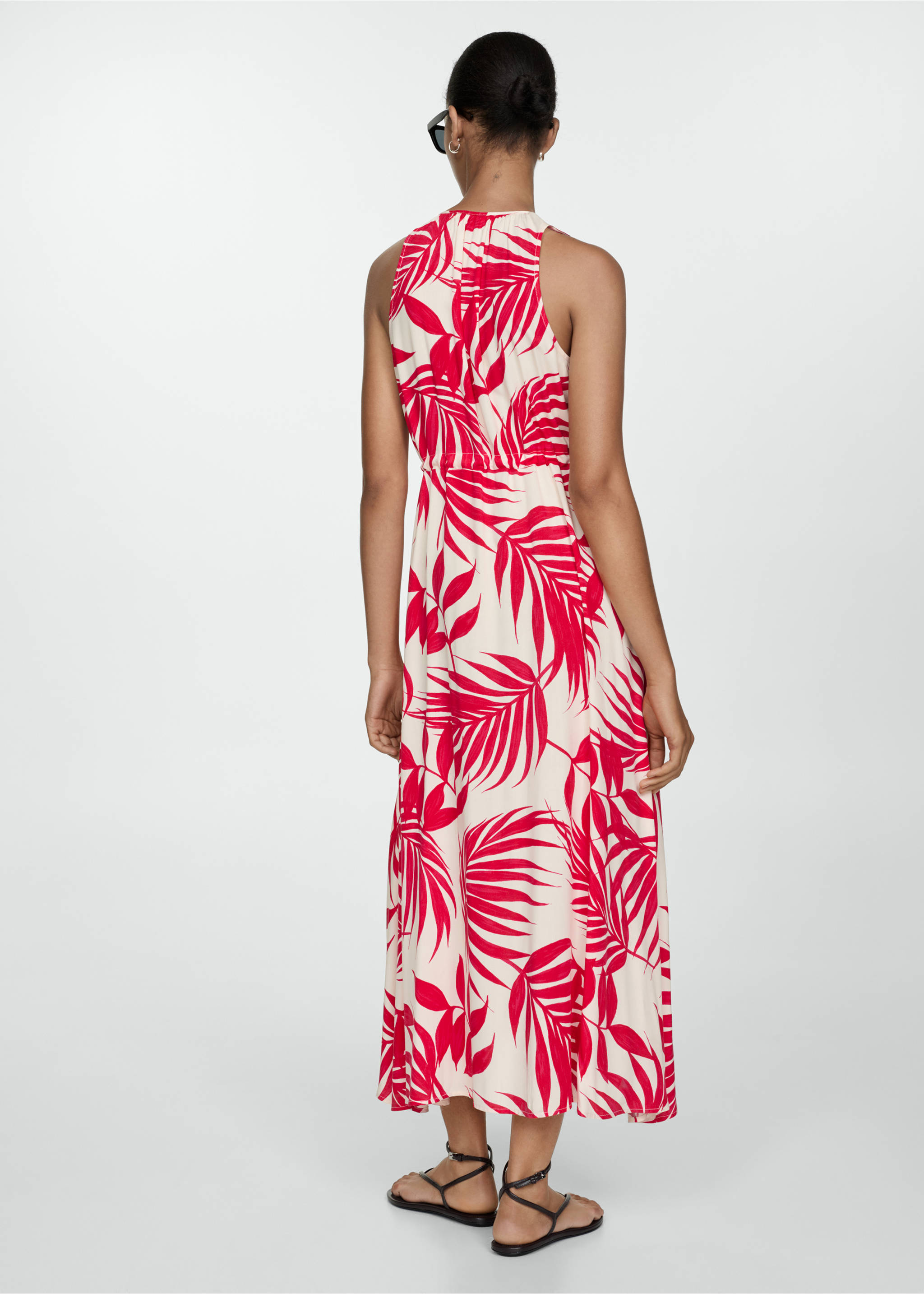 Bow printed dress - Reverse of the article, Red. Ref: 77010347-00.
